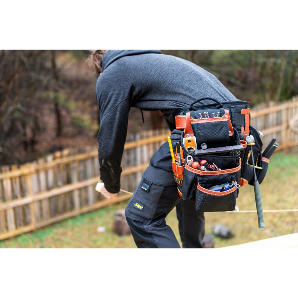 CLC Custom LeatherCraft 51452 4 Piece Top Of The Line Pro Framer's Tool Belt, Black,brown, 29"–46"