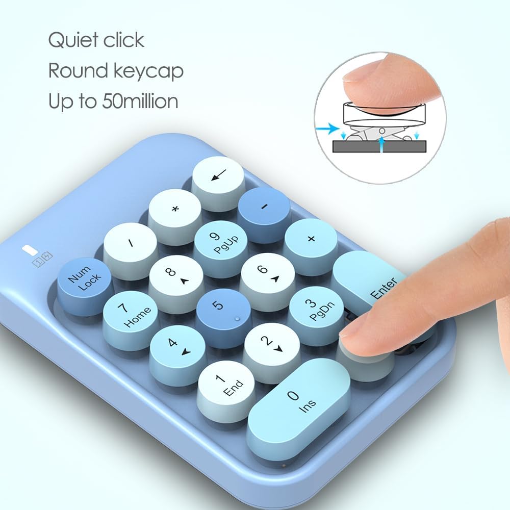 FELICON 18 2.4G Accounting Wireless Numeric Keypad Keys with Mini Portable Silent Number Pad USB Receiver Financial