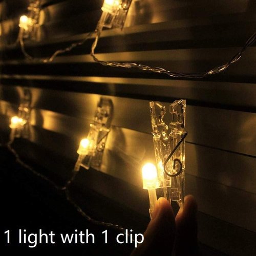 Dopheuor LED Photo Clip String Lights - Battery Operated Warm White Fairy Lights for Bedroom, Patio & Events