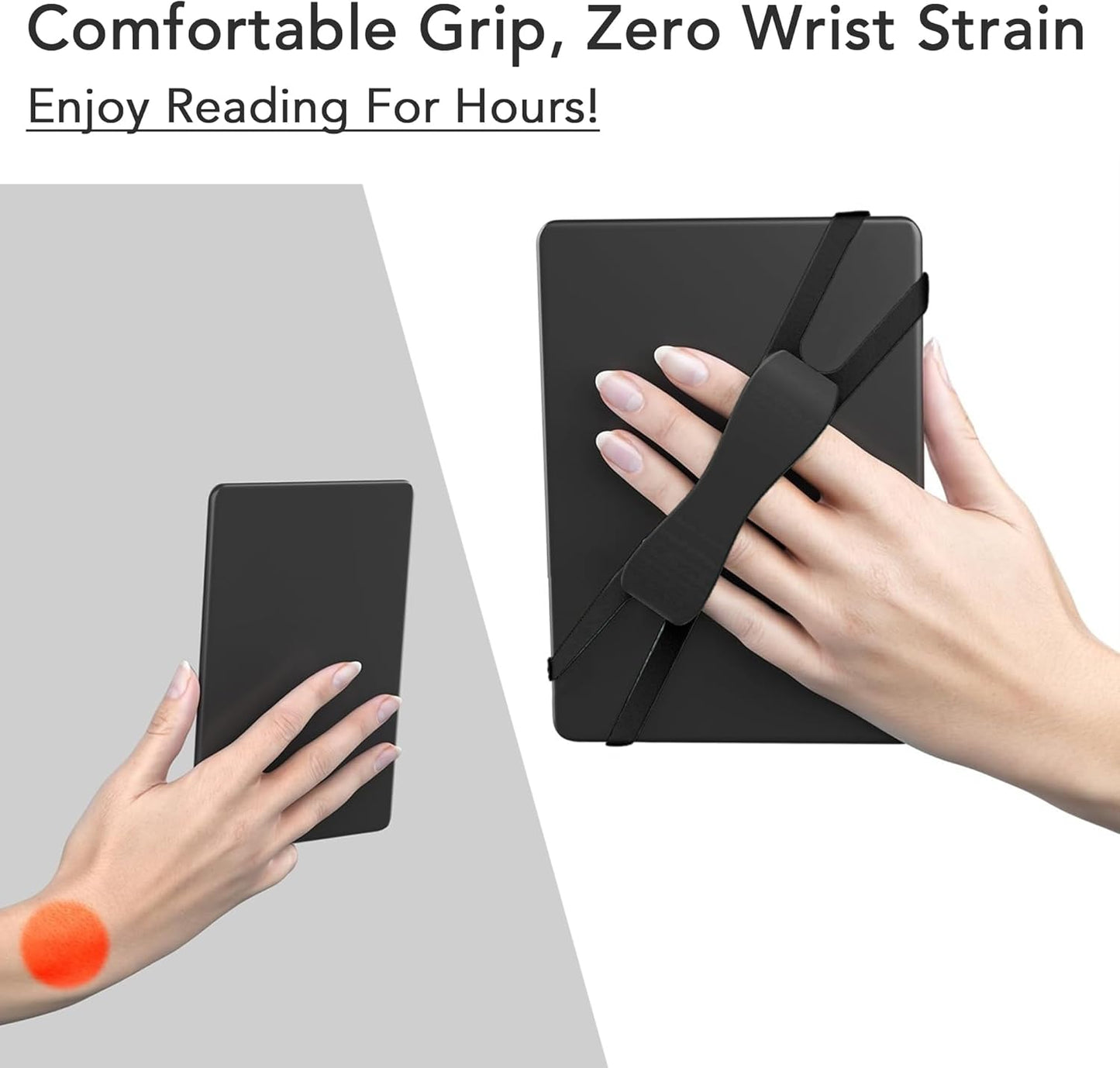 SEPTBEAM Ergonomic Silicone Hand Strap Holder for Kindle and Teblets - Handed Reading, Minimize Drops & Fatigue
