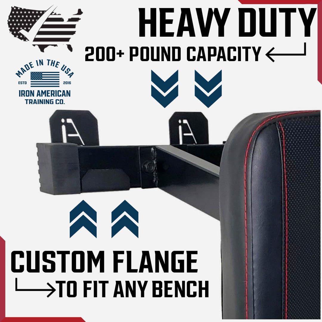 IRON AMERICAN Multi-Use Weight Bench Brackets - Heavy-Duty Gym Storage Wall Mounted Rack - Hang Benches, Rowing Machines, Hex Bars, Barbells 100lb Capacity - Hardware Included Made in USA
