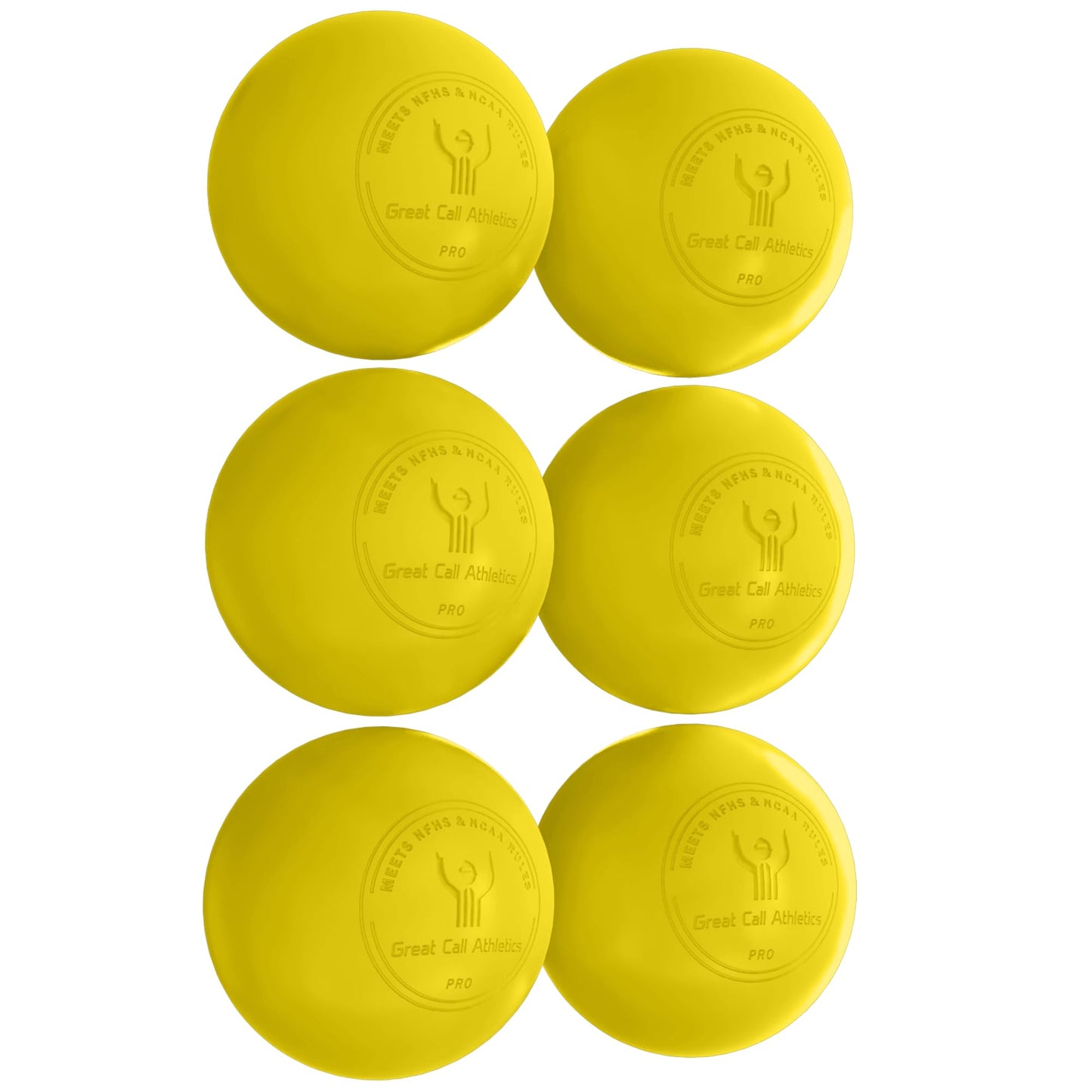 GCA Pro Lacrosse Official Game Ball NFHS College Approved Velocity 6 Pack LAX Field Tournament Rubber Practice (Yellow, 6 Balls)