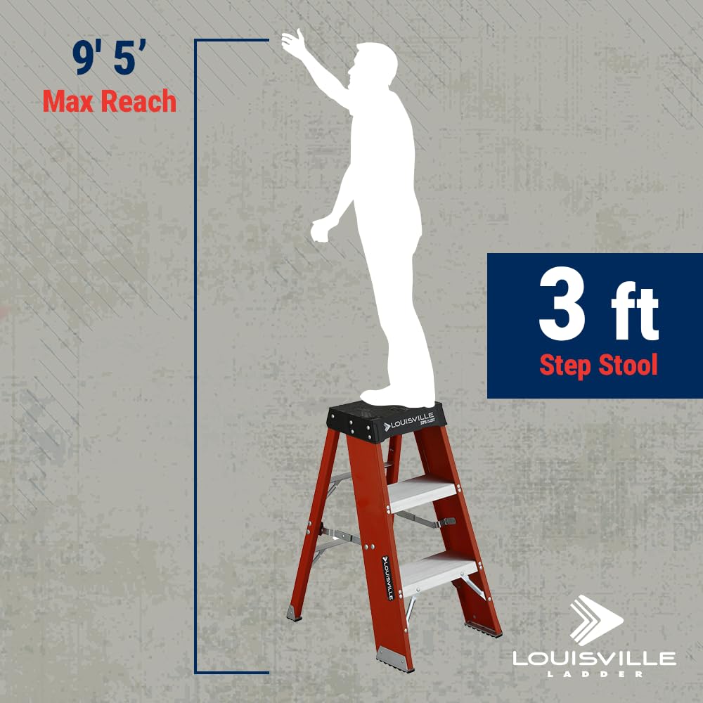 Louisville Ladder 2-Foot Fiberglass Step Stool Industrial, 375-Pound Load Capacity, Type IAA, FY8003