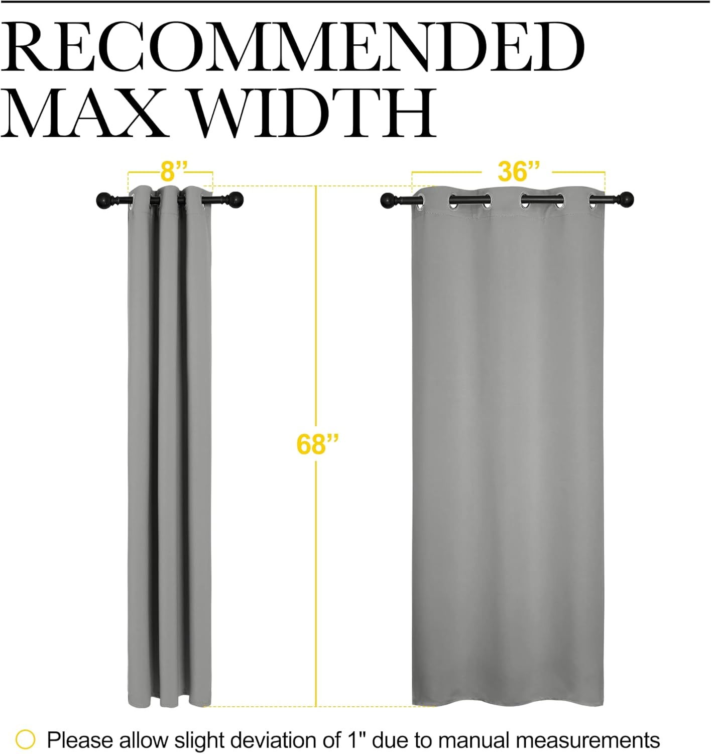 NICETOWN Thermal Insulated Blackout Curtains - Kids' Window Drapes for Nursery | Silver Grey, 2 Panels (W42 x L68-Inch)