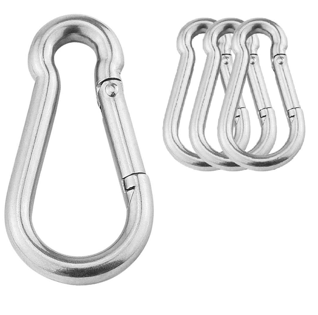 3.1 Inch M8 Steel Spring Snap Hook, Holds to 396lb/180kg (Max) for Gym,Exercise Machine, Heavy Duty Clip Keychainr, Set of 4