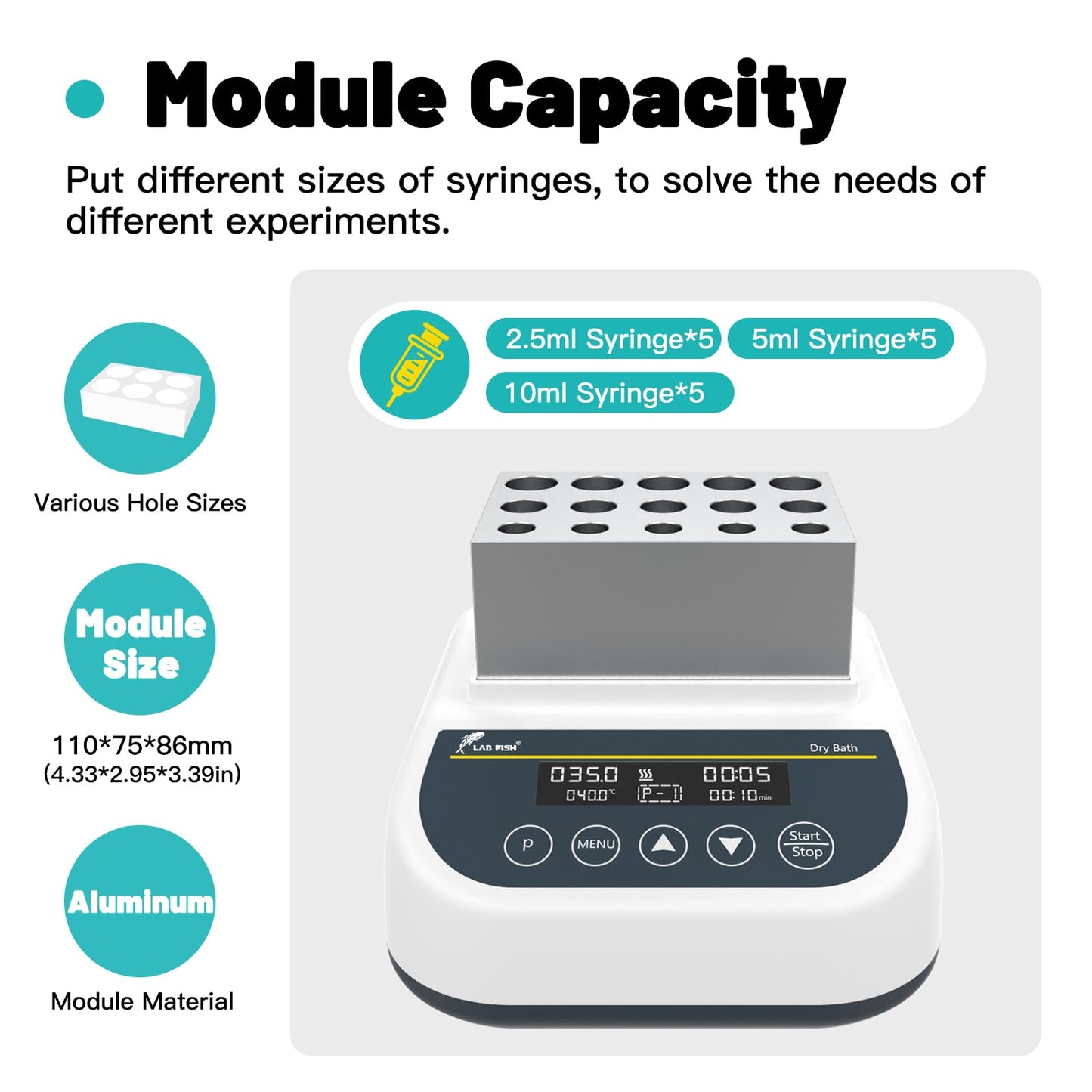 LAB FISH 2.5ml/5ml/10ml Capacity Gel Heating Machine Professional PRP PPP Maker Heater Dry Bath Incubator Block Temperature Control