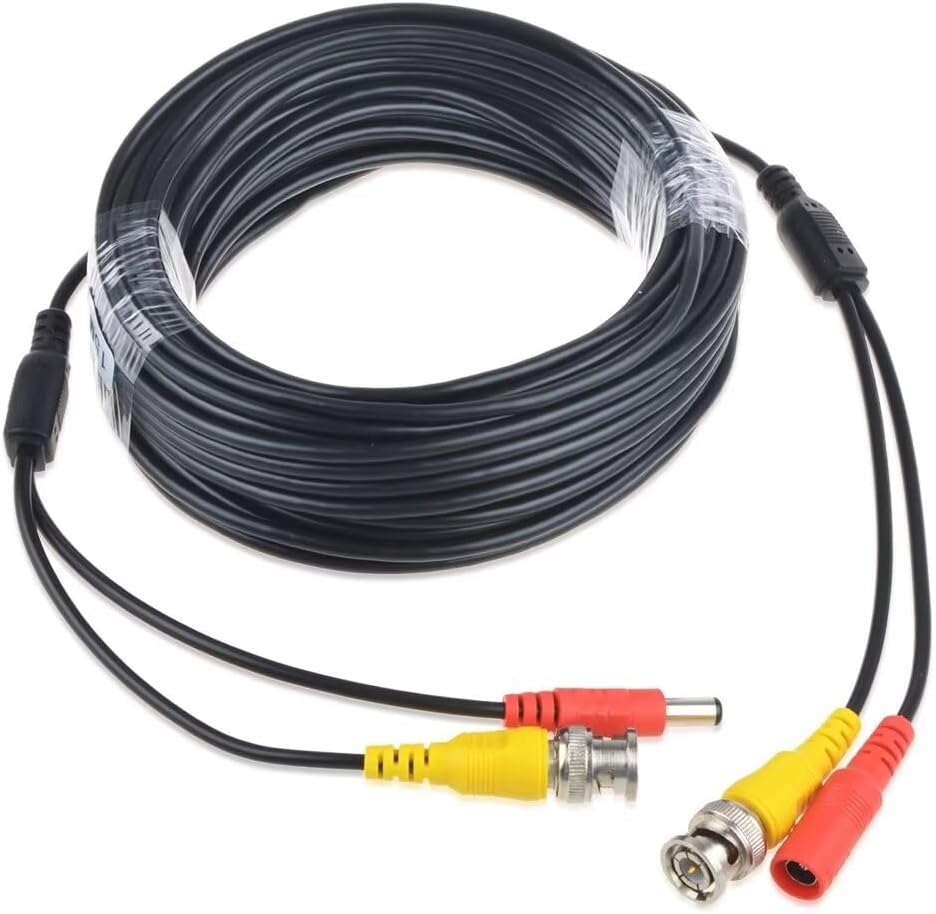 MDCGPower 50ft Black BNC Video Power Siamese Cable Compatible with Analog AHD CVI CCTV Camera DVR Kit