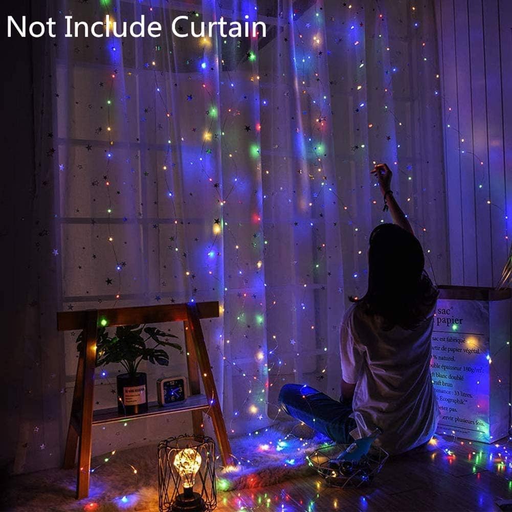 Skiennix Curtain Lights - 300 LED Twinkle String Lights for Bedroom & Wedding Decor | 9.8x9.8 Ft with Remote Control
