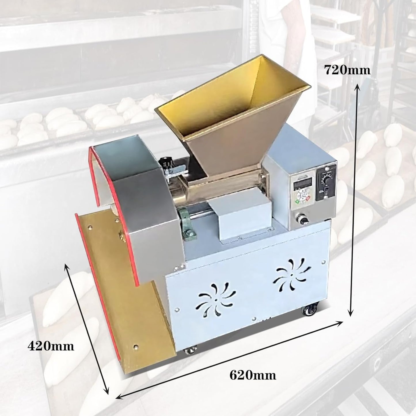 Koalalko Electric Automatic Dough Cutter Machine, 400W, 110V, Stainless Steel, 3 Sizes Molds, 25mm-40mm, 0-500g Adjustable Weight, Suitable for Food Processing Plants, Restaurants, Bakeries