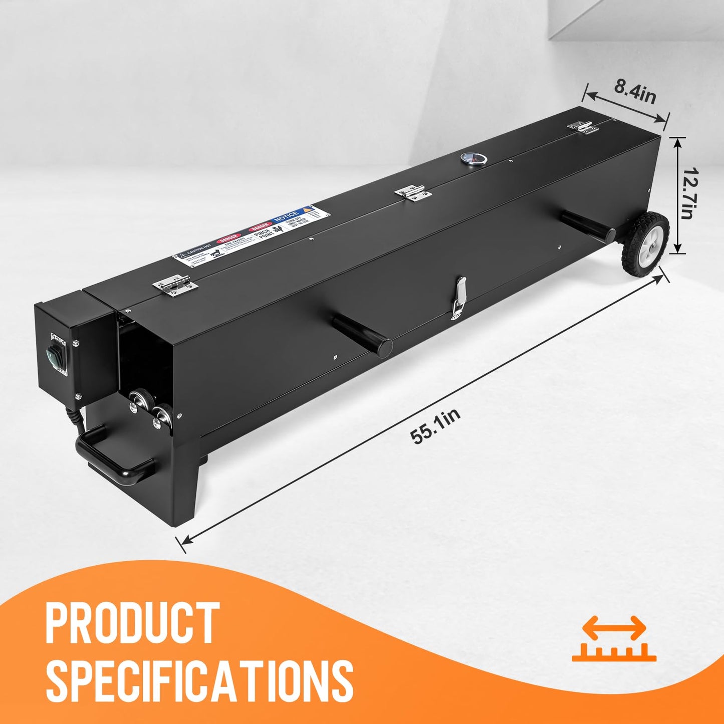 PVC Conduit Heater With Temperature Detector- 1/2" to 4" PVC Bender Heater Pipe Bending Tool with Reflective Interior & Carrying Handle, for 52" Sections of PVC Pipe