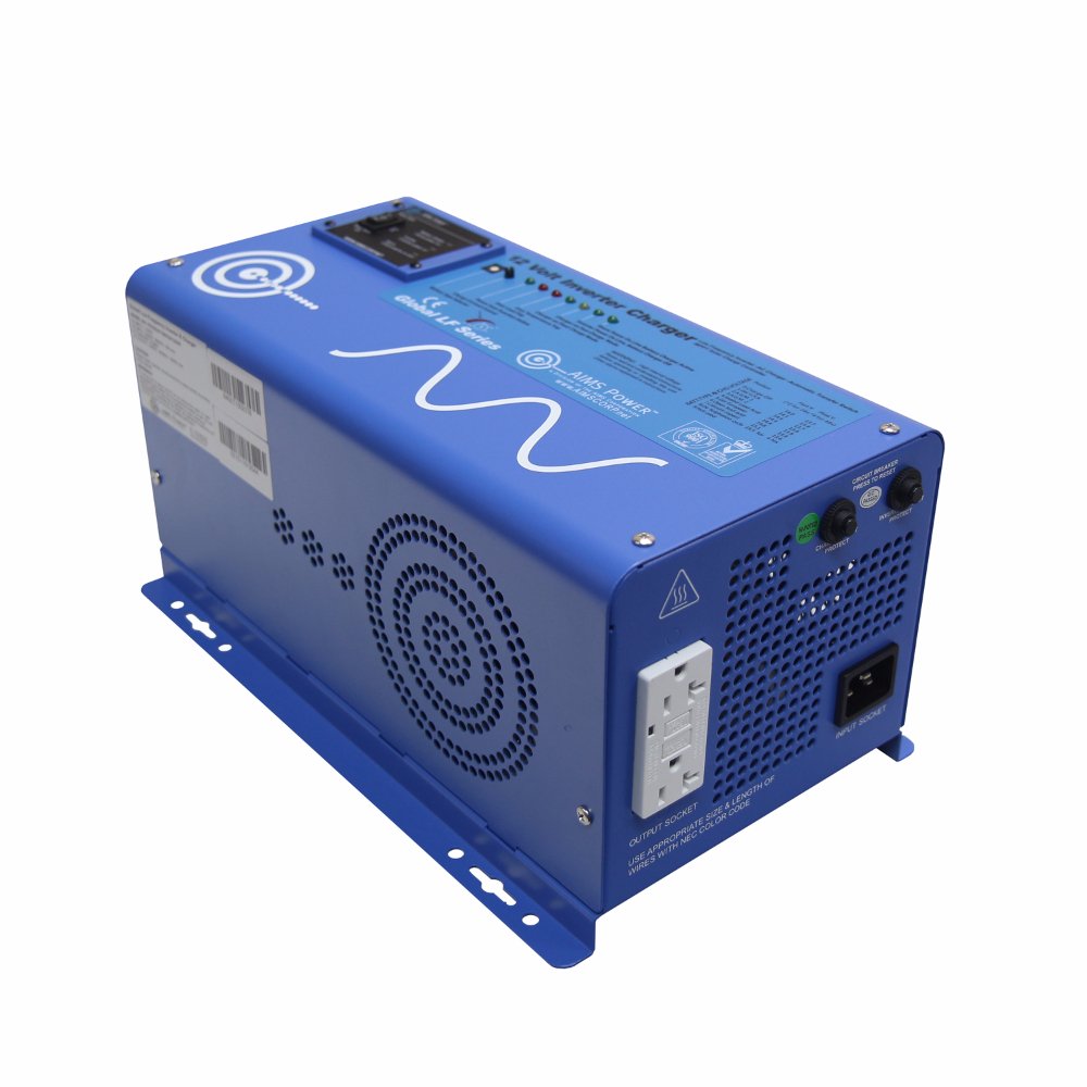 AIMS PICOGLF15W12V120VR 1500 Watt 12 VDC Input to 120VAC Output Pure Sine Inverter Charger Backup Power