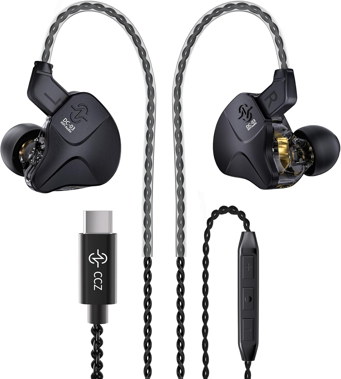 DC03 16/15 CCZ USB C Wired Headphones with Mic, Type C Earphones Wired Earbuds for iPhone Pro Max Plus, Bass Stereo