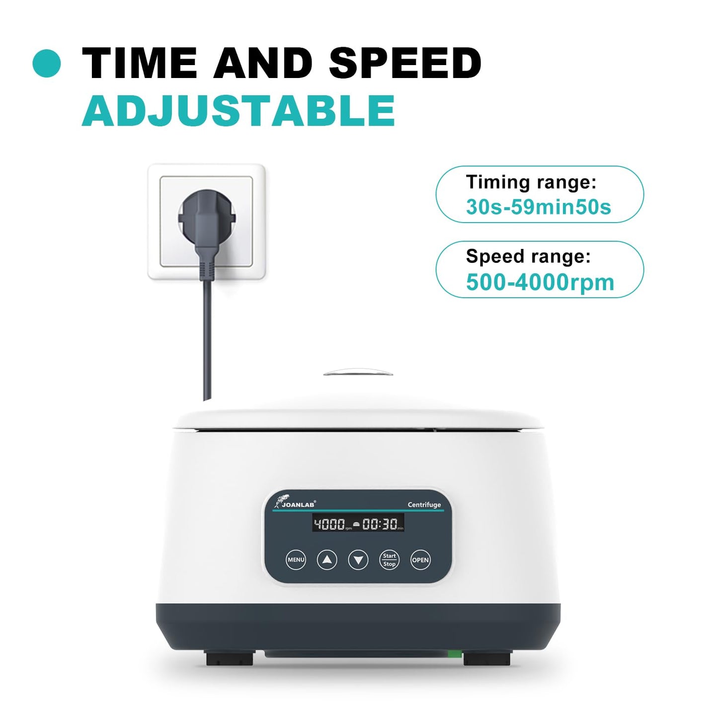 JOANLAB Lab Centrifuge Machine LC400 2ml/5ml/10ml x 8, 15ml x 4 Low Speed 500-4000rpm,1717xg RCF Digital Benchtop Centrifuges w/Timer