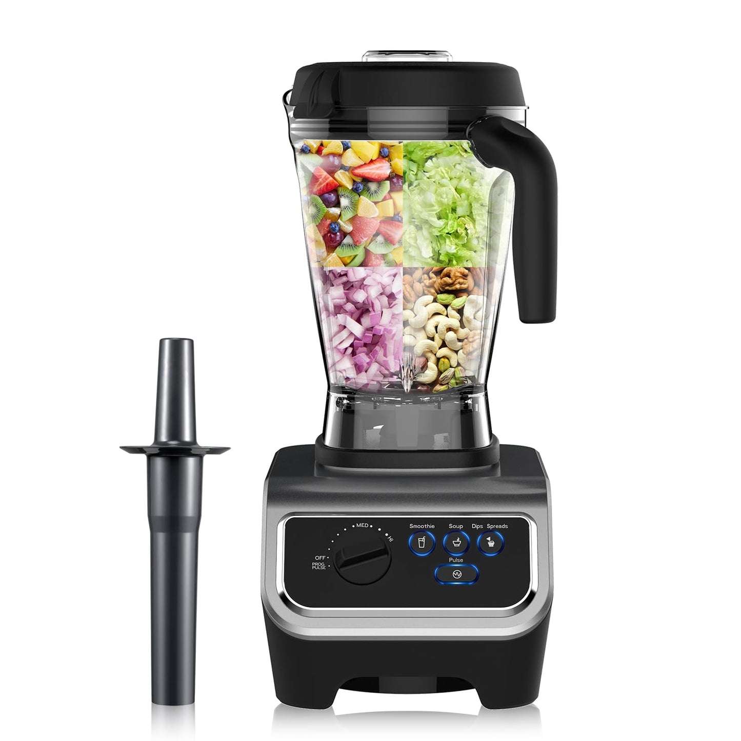 iCucina 1500w Blender for Kitchen with Pre-set Blending Programs, 64oz Heavy Duty Profession-grade Blender for Smoothies, Soups, Dips, Nut Butters, BPA-Free Tritan Jar