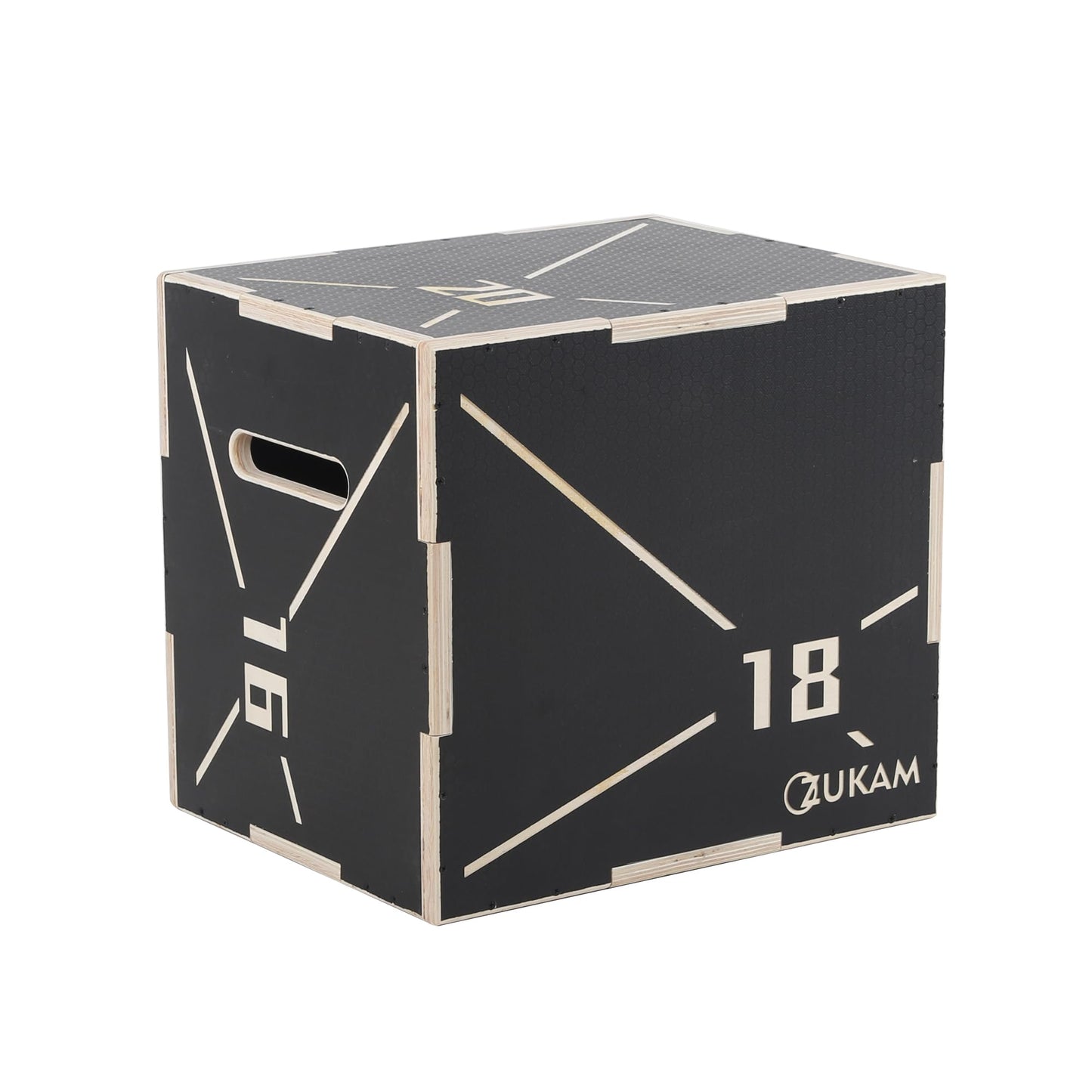 ZUKAM Non-Slip Wood Plyometric Jump Box- 3-in-1 Wooden Plyo Box for Home Gym and Outdoor Workout (20" x 18" x 16")
