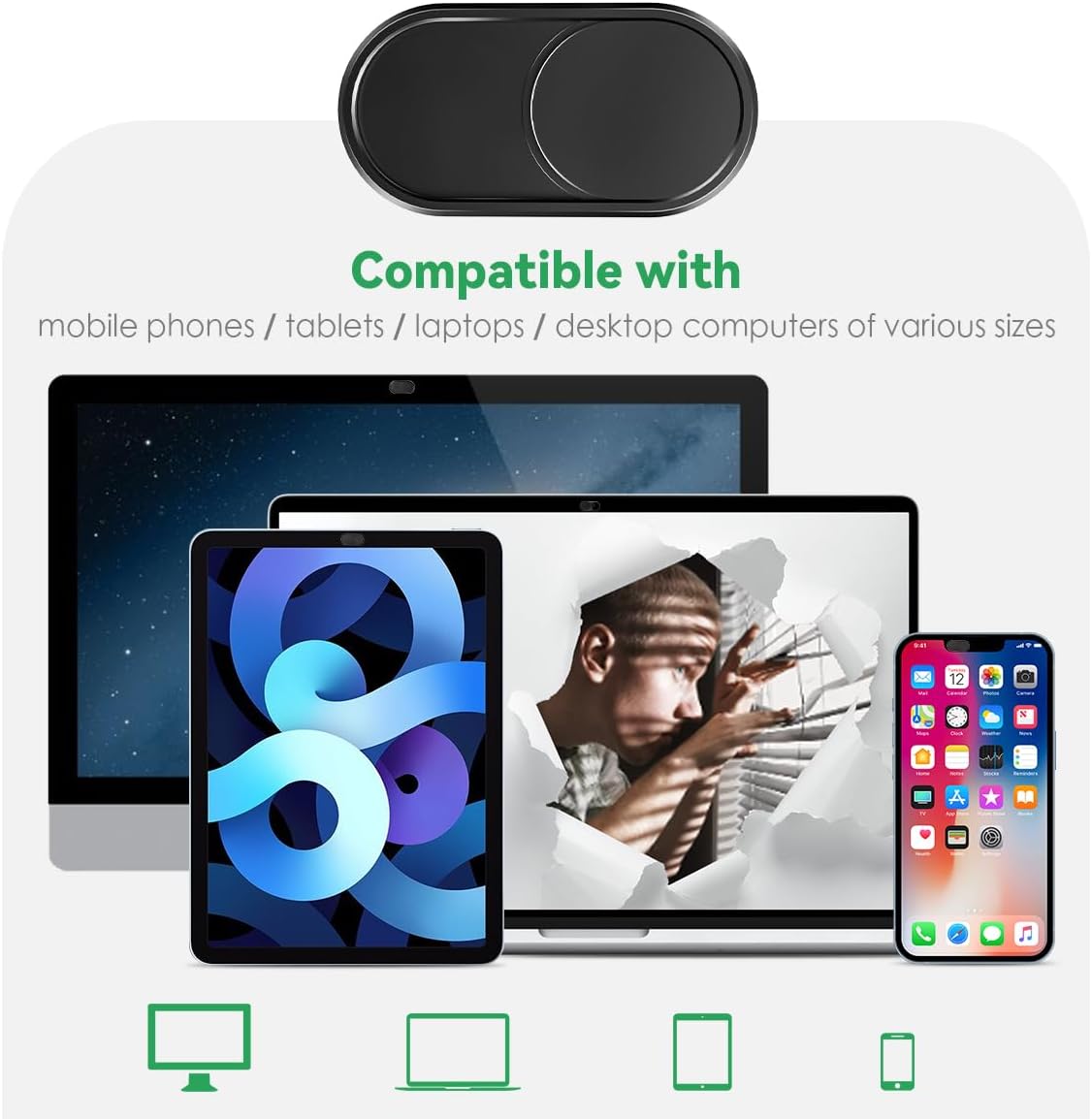 Set CloudValley Webcam Slider & Magnetic Phone Holder (Black)