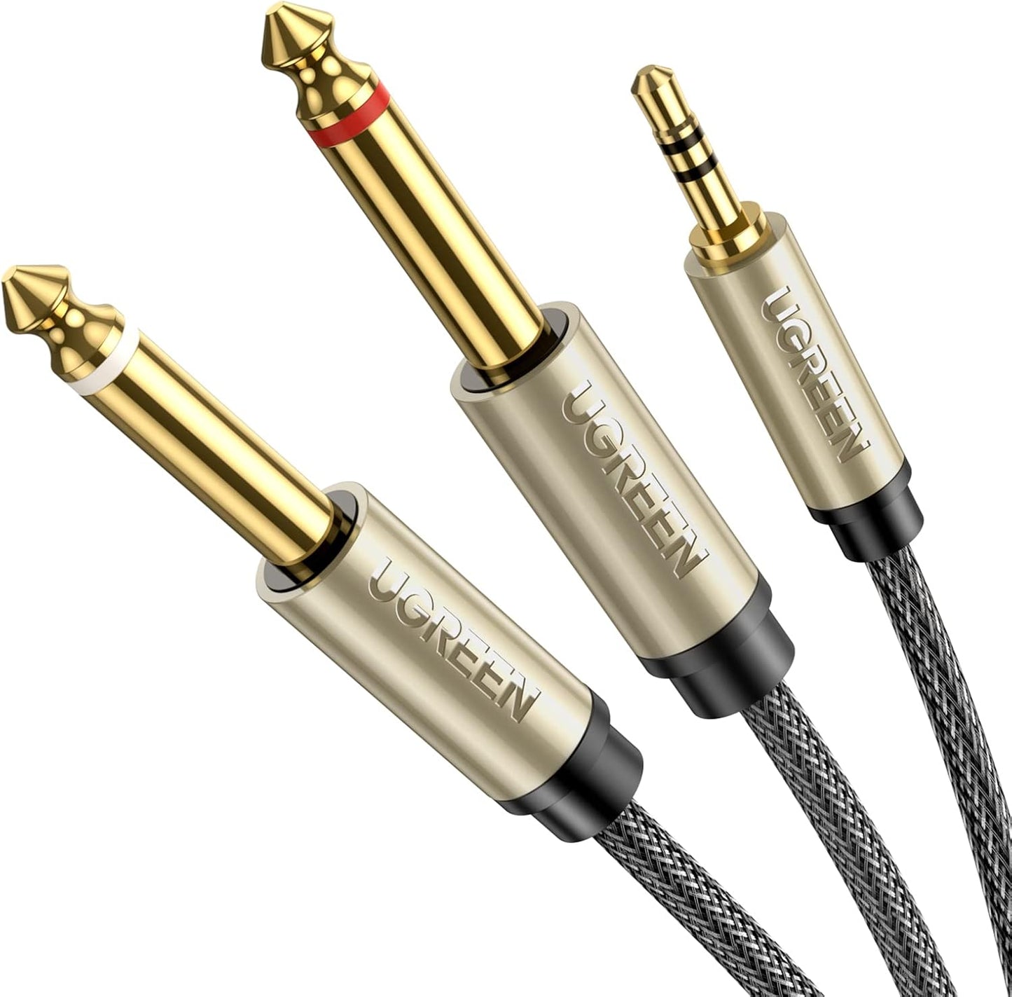 1/8 1/4 3.5mm 6.35mm 1/4 10FT UGREEN to Stereo Cable TRS to Dual TS Mono Y Splitter Audio Cord Adapter Compatible
