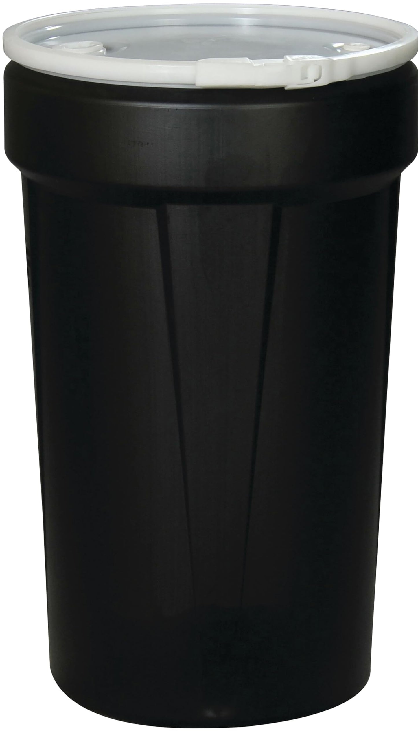 Eagle 55 Gallon Plastic Drum with Lid, Plastic Lever-Lock, 39.1"x23.8", Open Head Lab Pack Drum Made of Durable, Lightweight HDPE, Withstands Weather and Chemicals, Made in USA, Black, 1655BLK