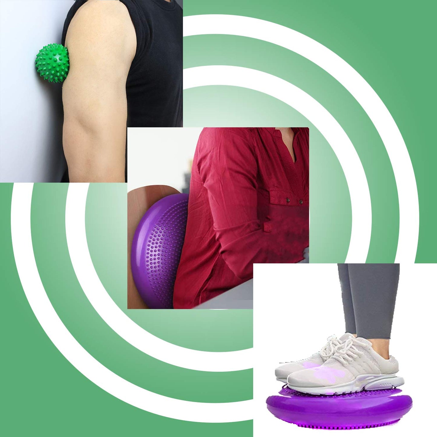 Nvzi Wobble Cushion, Balance Disc, Wiggle Seat, Balance Pads for Physical Therapy, Stability Disc, Wobble Board for Dogs, Office, with Spiky Massage Ball(Purple)