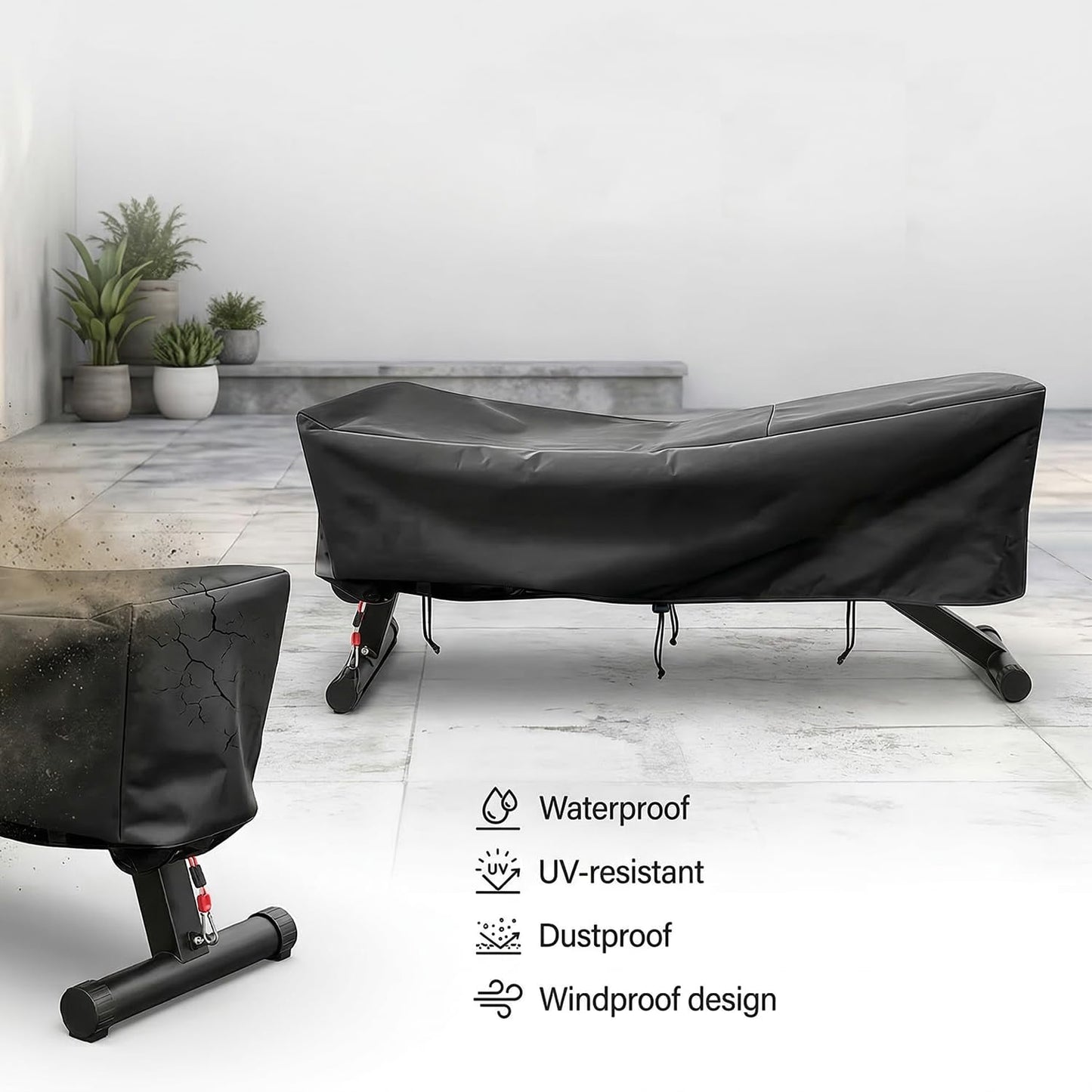 Weight Bench Cover 50" – Waterproof 190T Silver-Coated Polyester Taffeta Workout Bench Cover with Drawstring, Exercise Equipment Protective Cover for Indoor Outdoor Use