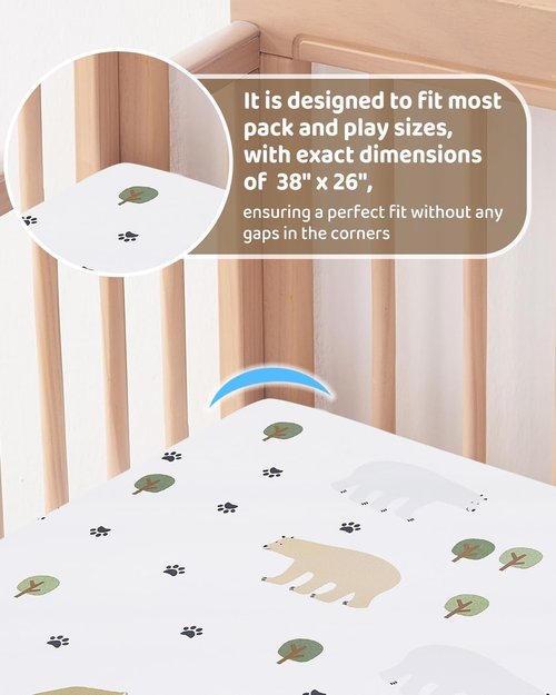 lasoftan Pack and Play Mattress - 38" x 26" Soft Breathable Portable Mattres Waterproof & Washable Perfectly fits Pack n Play