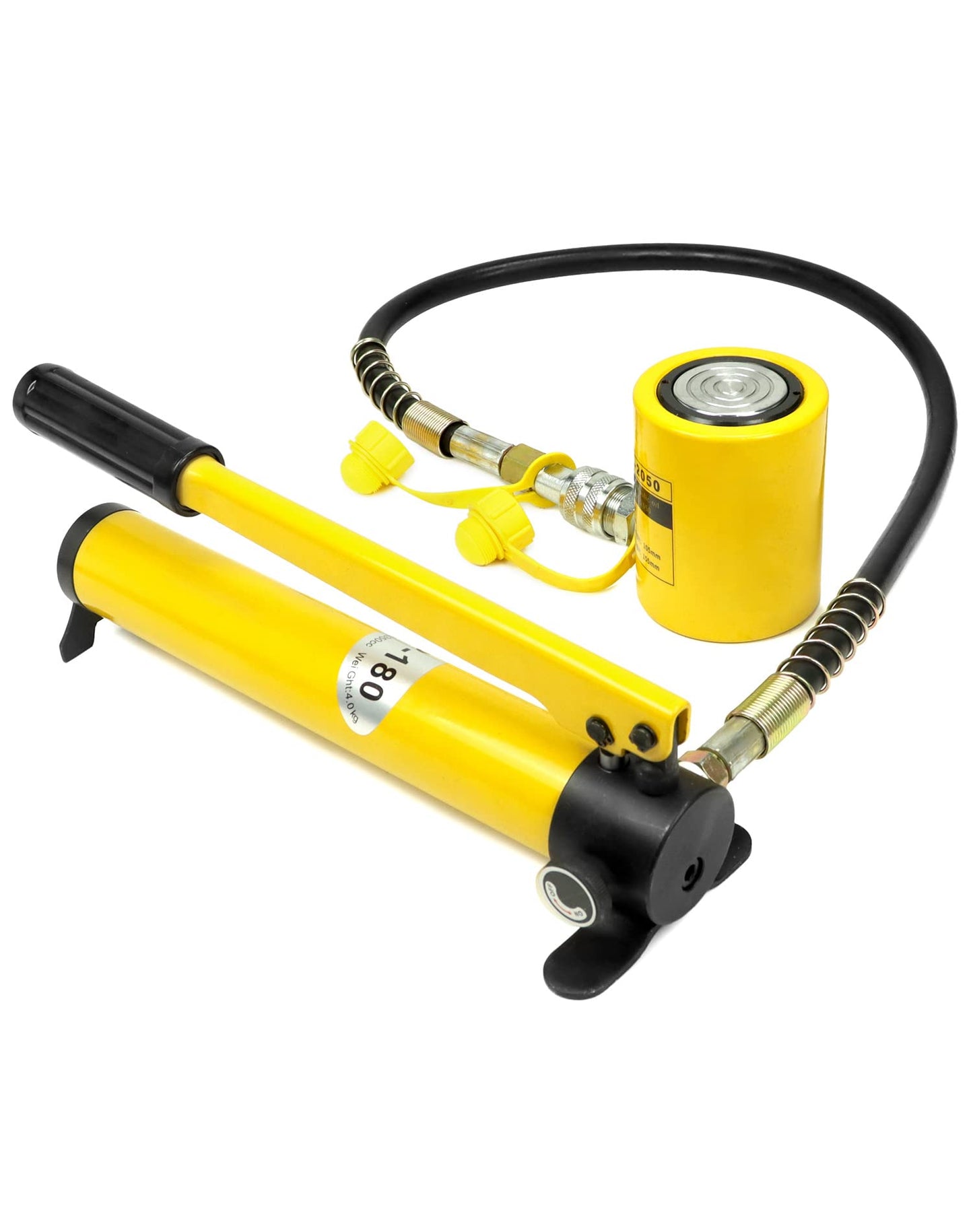 QWORK 20T Mini Hydraulic Cylinder Jack Porta Power Ram 2" Stroke, CP-180 Manual Hydraulic Hand Pump, Single Acting Lifting Cylinders for Machinery Shipbuilding