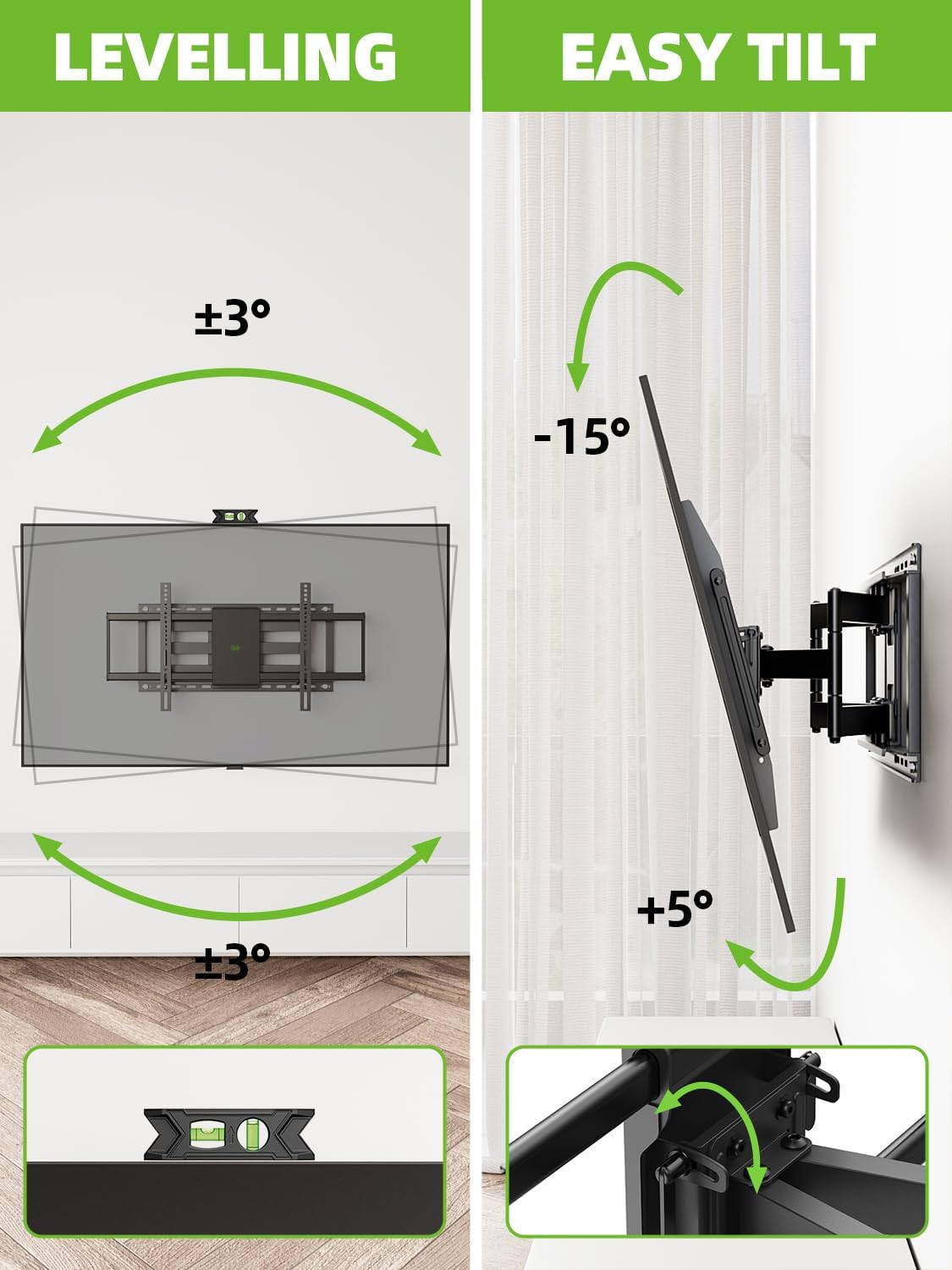 USX MOUNT Full Motion TV Wall Mount - Fits 50-90 Inch TVs Up to 150 lbs | Dual Articulating Arms & Tilt