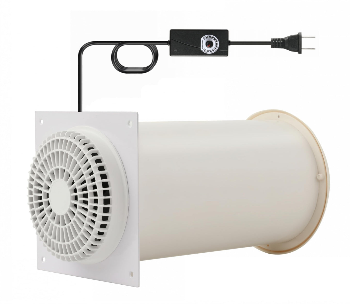 MEOZRI Through-the-Wall Ventilation Fan Exhaust Fan White Cover 6-inch Diameter Vent with 11.8 inch Length 280 CFM