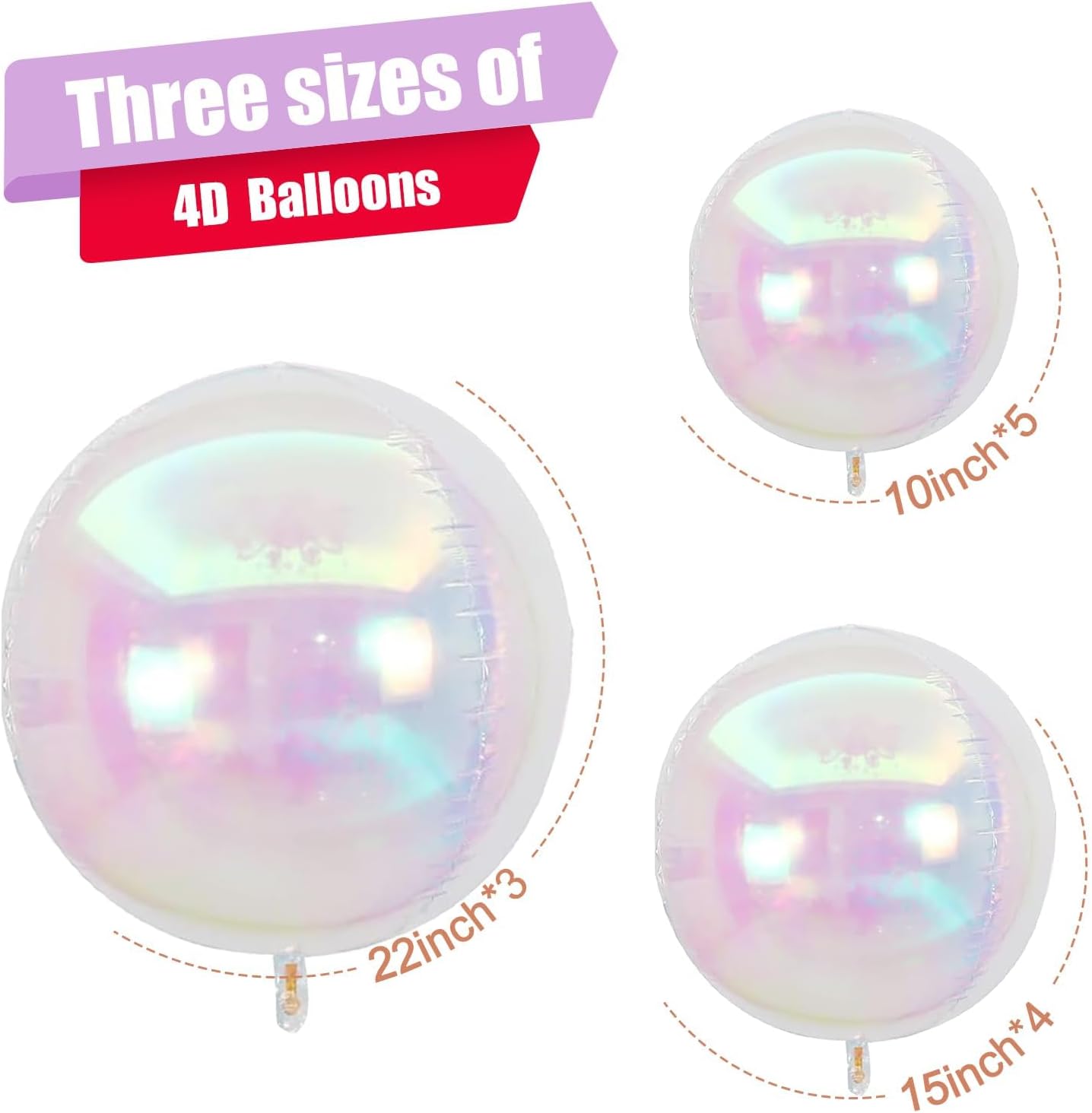 Skiennix 12Pcs Iridescent Round Foil Balloons - Holographic 4D Clear Balloons for Birthday & Wedding Decor