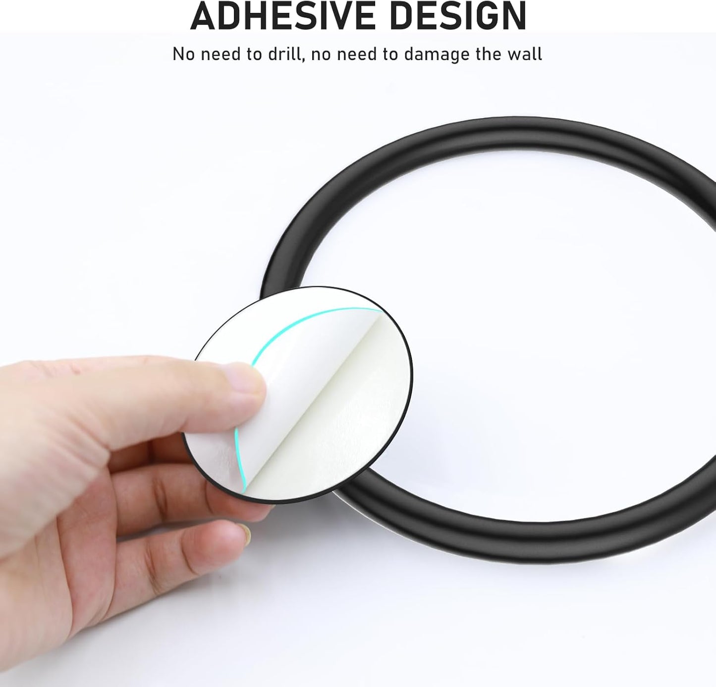 SetSail Adhesive Towel Holder - Matte Black Stainless Steel Hand Towel Ring for Bathroom & Kitchen