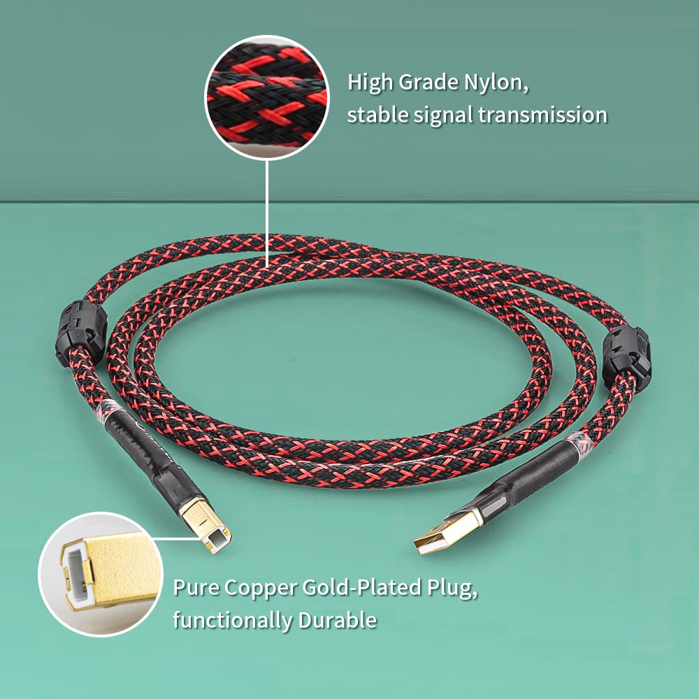 2.0 6.56ft 2m Tertullus HiFi Audiophile USB Cable USB Cable A to B High End Type A Male to Type B Male HiFi Data