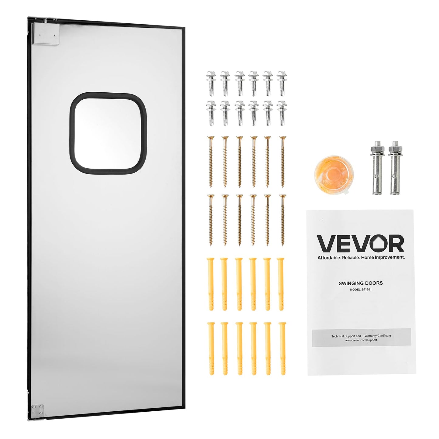 VEVOR Traffic Swing Door, Single Panel Fits Door Opening 36" W x 84" H, Stainless Steel Commercial Swinging Doors with Hardware & Accessories, Ideal for Residential Use, Durable & Easy to Install
