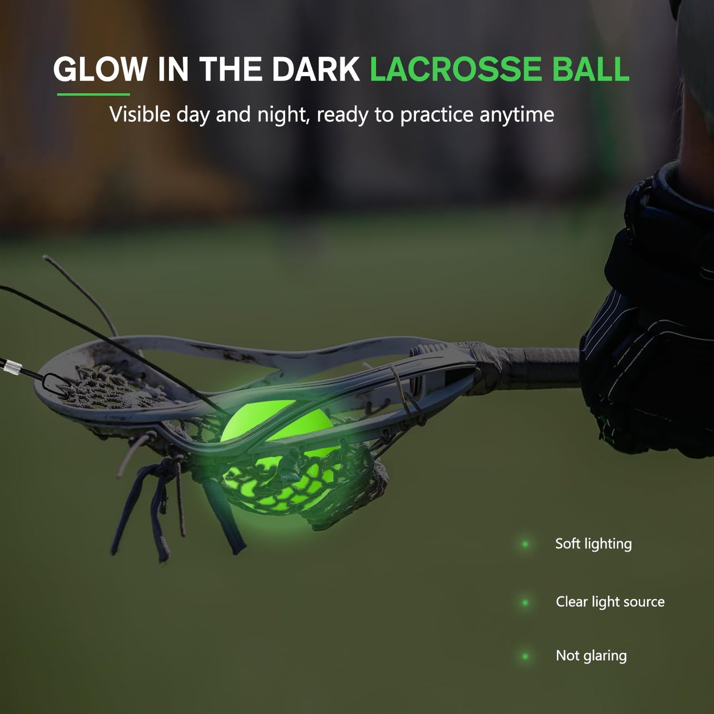 OTIIPOR Lacrosse Rebounder Glow in The Dark,Lacrosse Training Equipment Rope Suitable for All Beginners,Fits All Sticks(2 Pack)