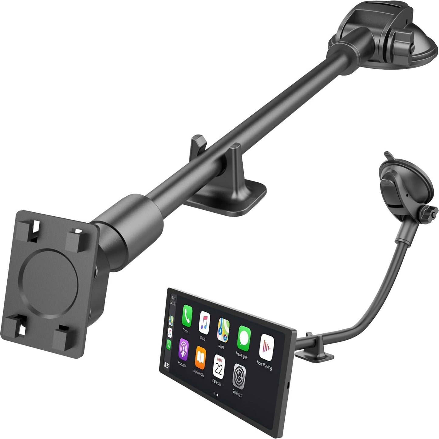 SkyTitan 300mm 4-Tab Long Arm Car Mount for Portable CarPlay Screens, Adjustable Angles, Within Reach Mounting Solution