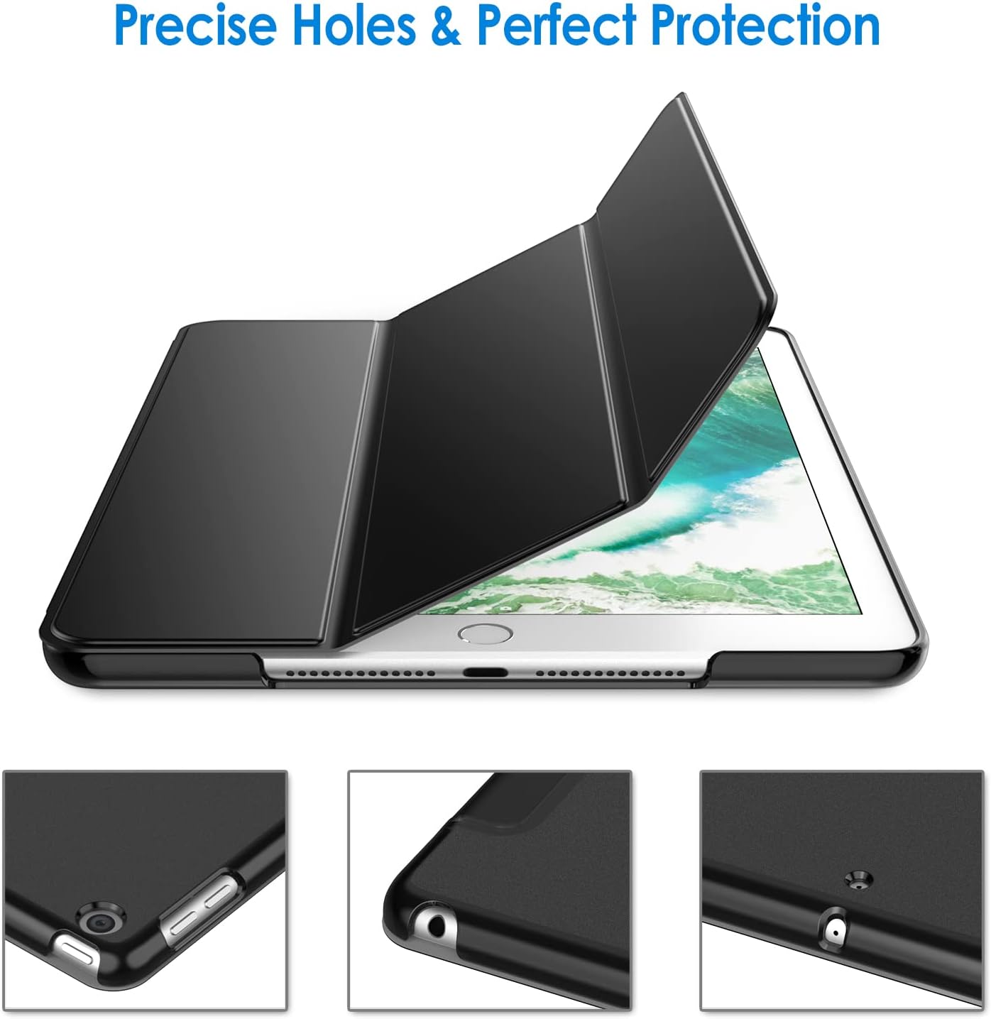 JETech (9.7-Inch, 2018/2017 6th/5th Case for iPad Model, Generation), Smart Cover Auto Wake/Sleep (Black)