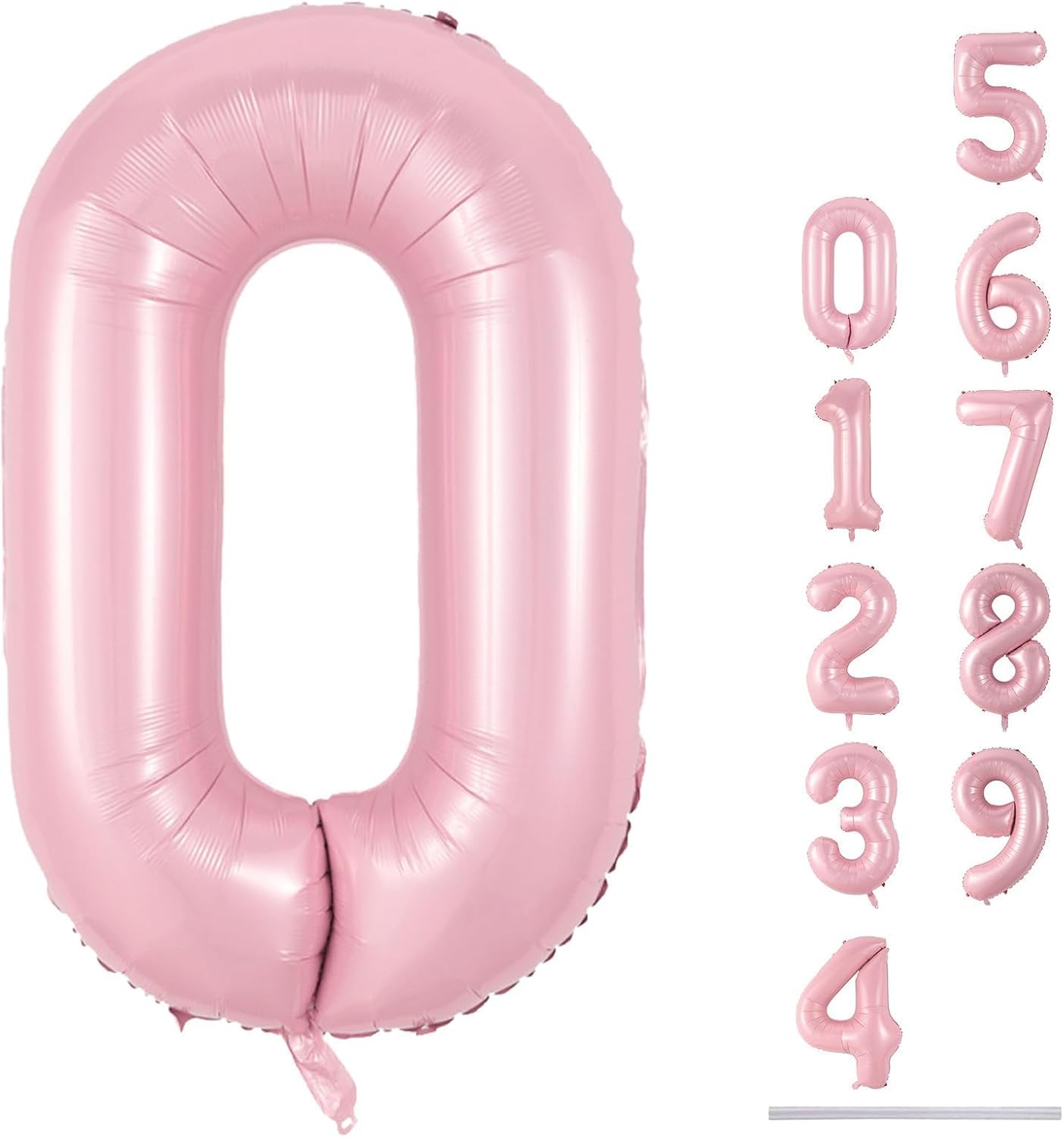 Pastel Pink 40" Balloon Number 0 by [Brand Name] - Large Foil Number Balloons 0-9 for Celebrations