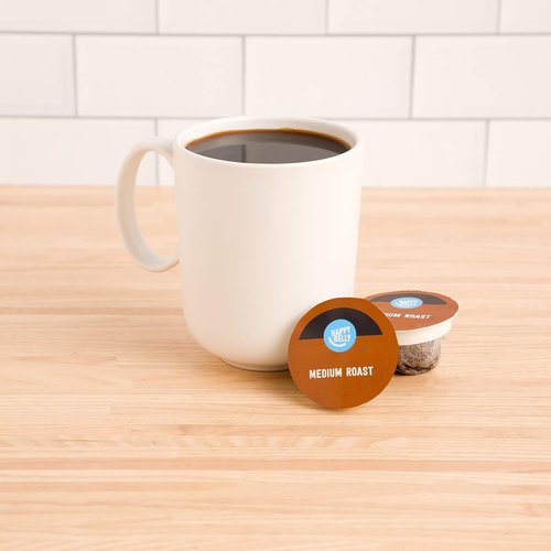Happy Belly Medium Roast Coffee Pods - Compostable & Compatible with K-Cup Brewer | 96 Count