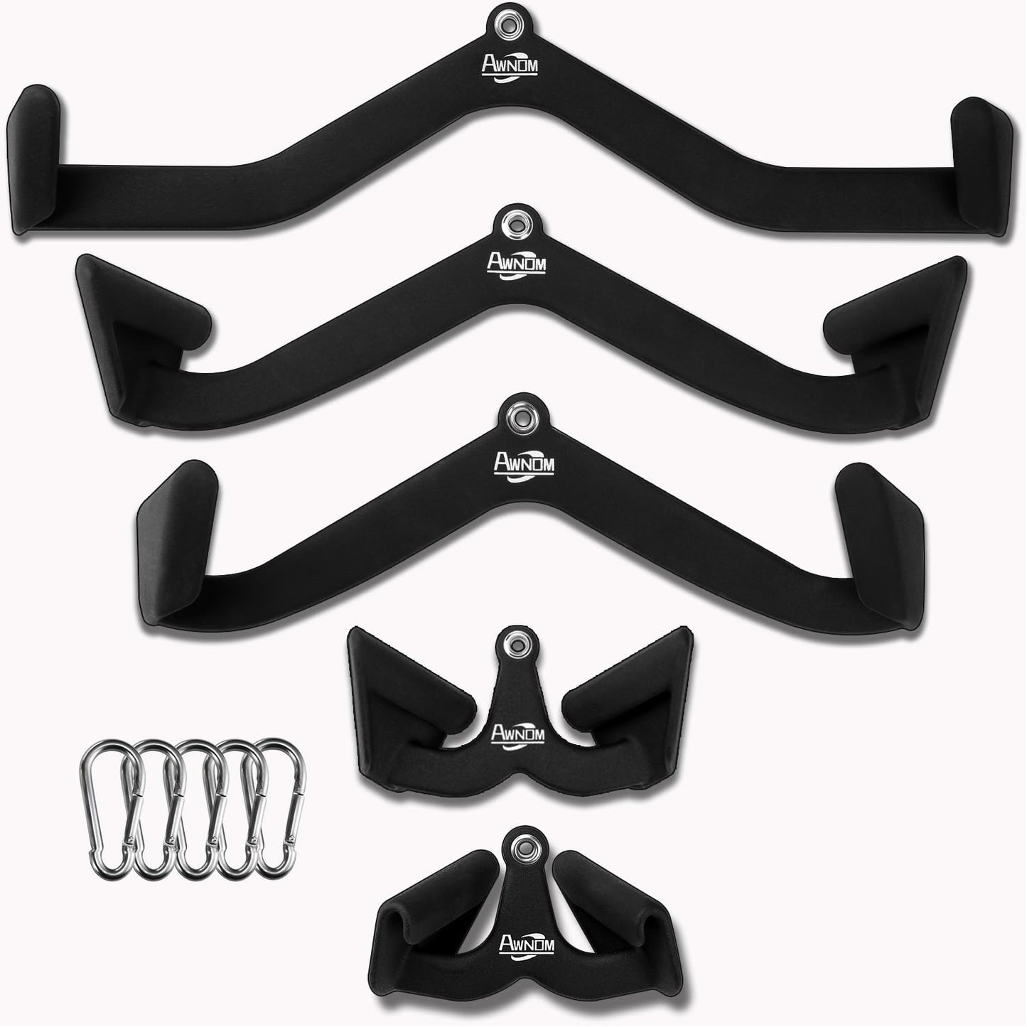 AWNOM LAT Pulldown Attachments for Cable Machines, Cable Machine Attachments for Home Gym T Bar V Bar LAT Pulldown Machines Attachments, Back Tricep Bar Strength Training Handle Grip