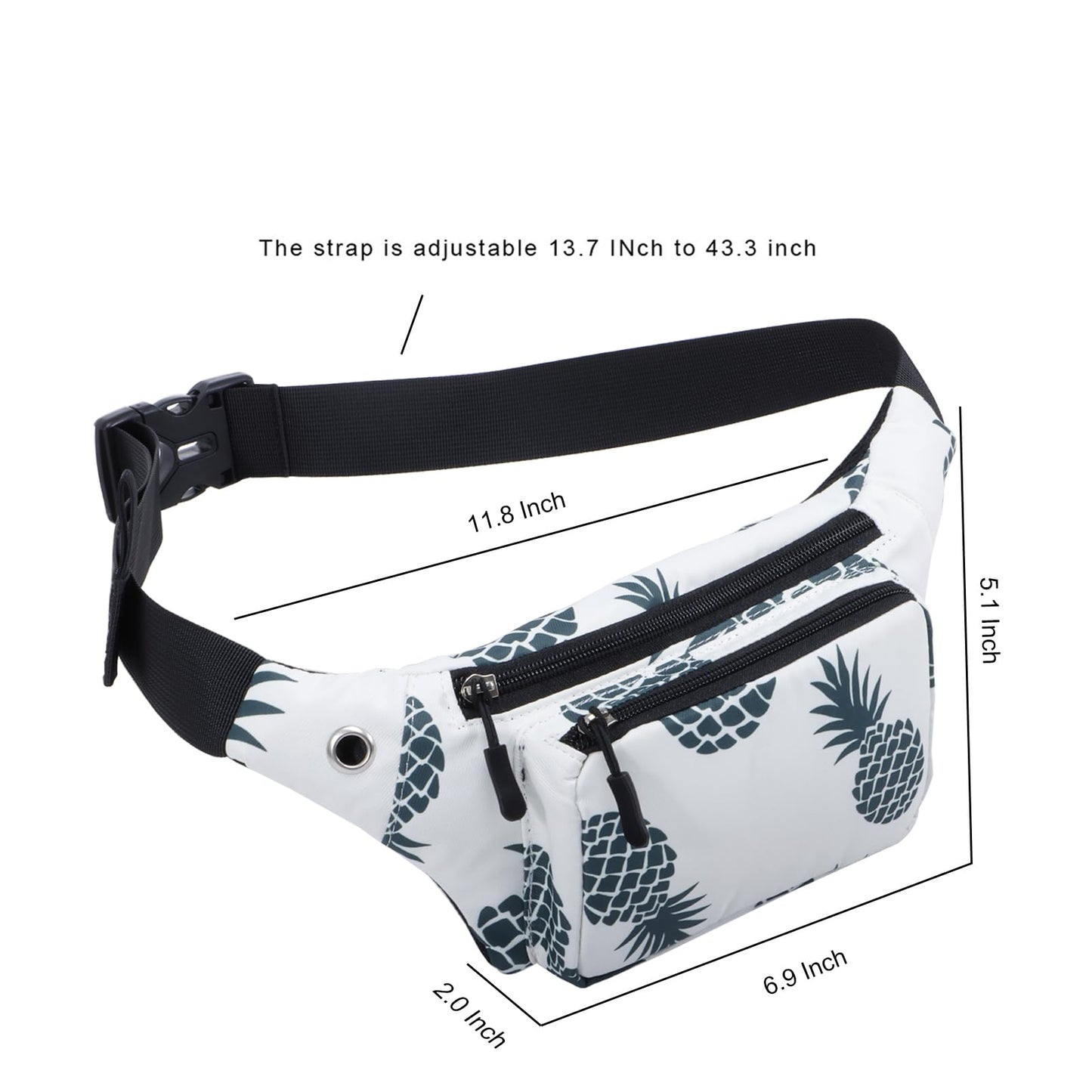 Unisex Running Waist Pack with Adjustable Buckles, Lightweight Waist Bag for Sports, Hiking, Dog Walking Fanny Pack Belt Can Hold Passport, Money, Cellphone