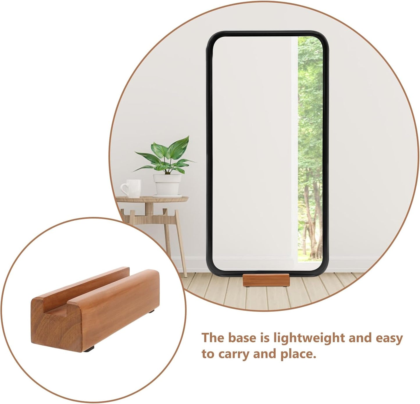 Uonlytech Full-Length Mirror Stand Holder - 2-Piece Wooden Frame for Stylish Home Decor