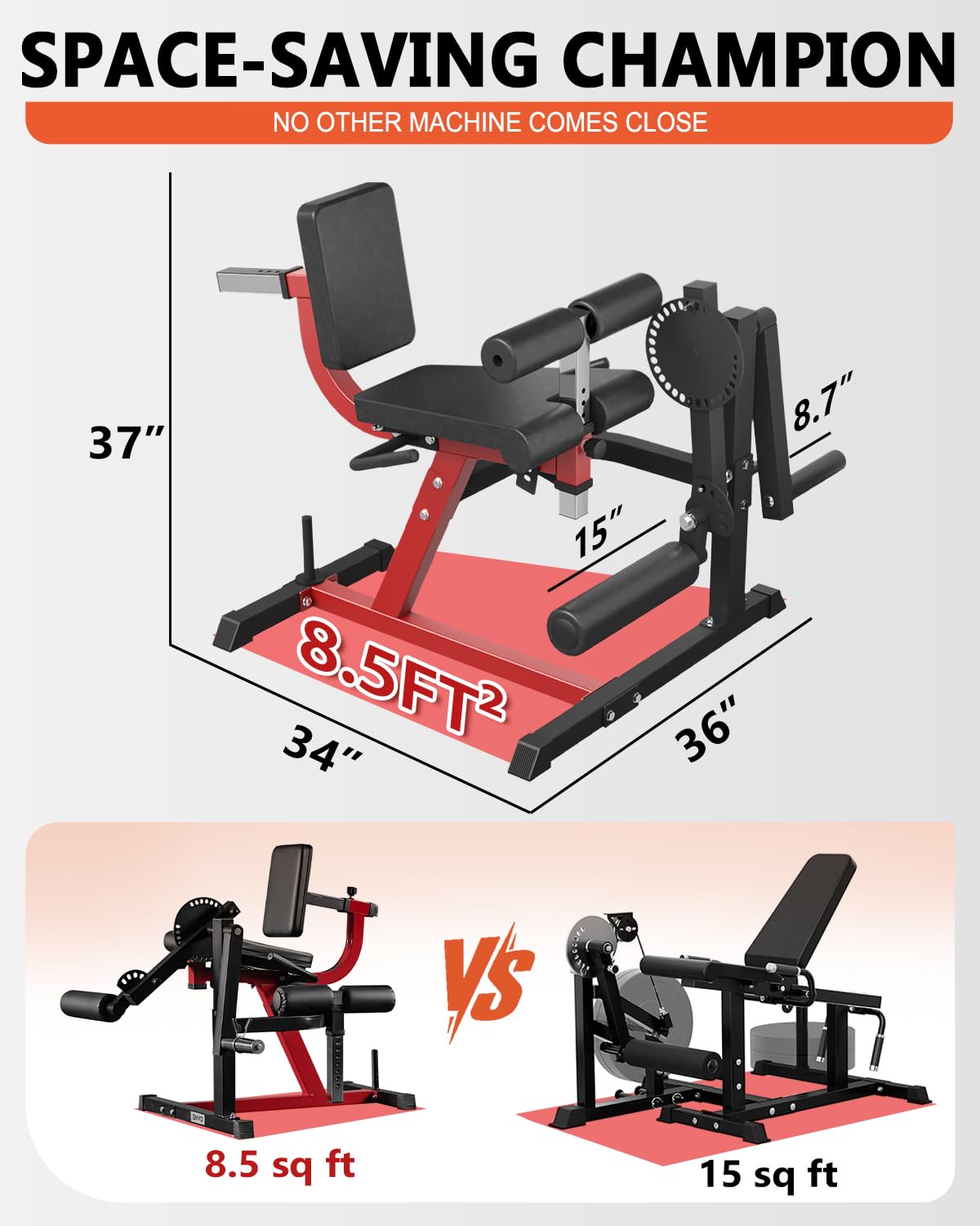 GMWD Leg Extension and Curl Machine, Lower Body Special Leg Machine, Adjustable Leg Exercise Bench with Plate Loaded, Leg Rotary Extension for Thigh, Home Gym Weight Machine, Red