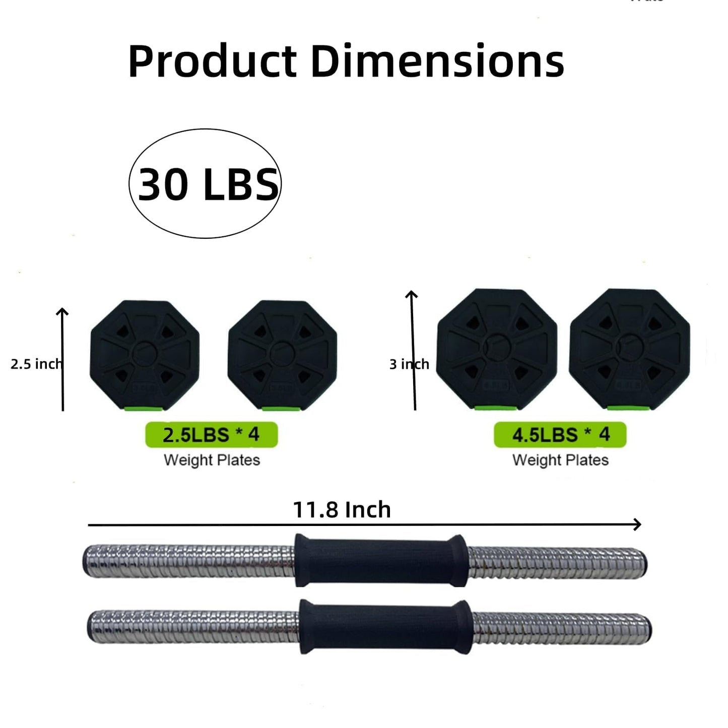 Garvee Adjustable Dumbbell Set, 4 in 1 Adjustable Weights 30 LBS Free Weight Set for Home Gym