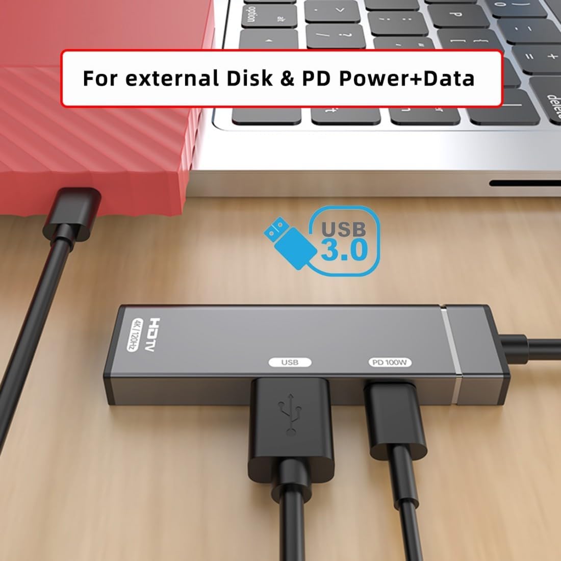 chenyang Hub,3 1 4K@120hz/USB 3.0 10Gbps/USB 100W USB C in USB C to HDMI PD Charging Multi-Port Adapter