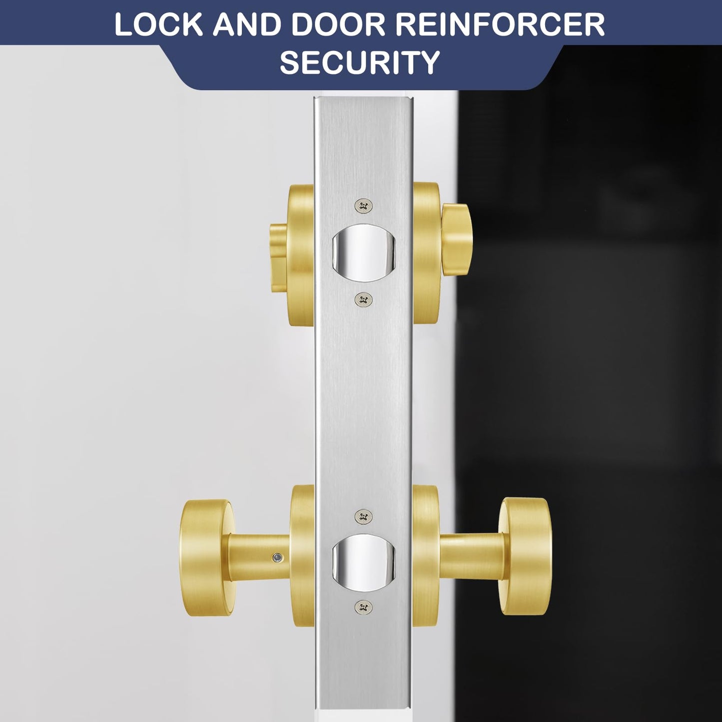 NAUBEA Lock and Door Reinforcer Plate, Reinforce and Repair Doors, Add Extra Security to Your Home, Latch/Deadbolt Cover Plate 2-3/8 in Backset, 1-3/4 in Thickness, Stainless Steel Door Guard