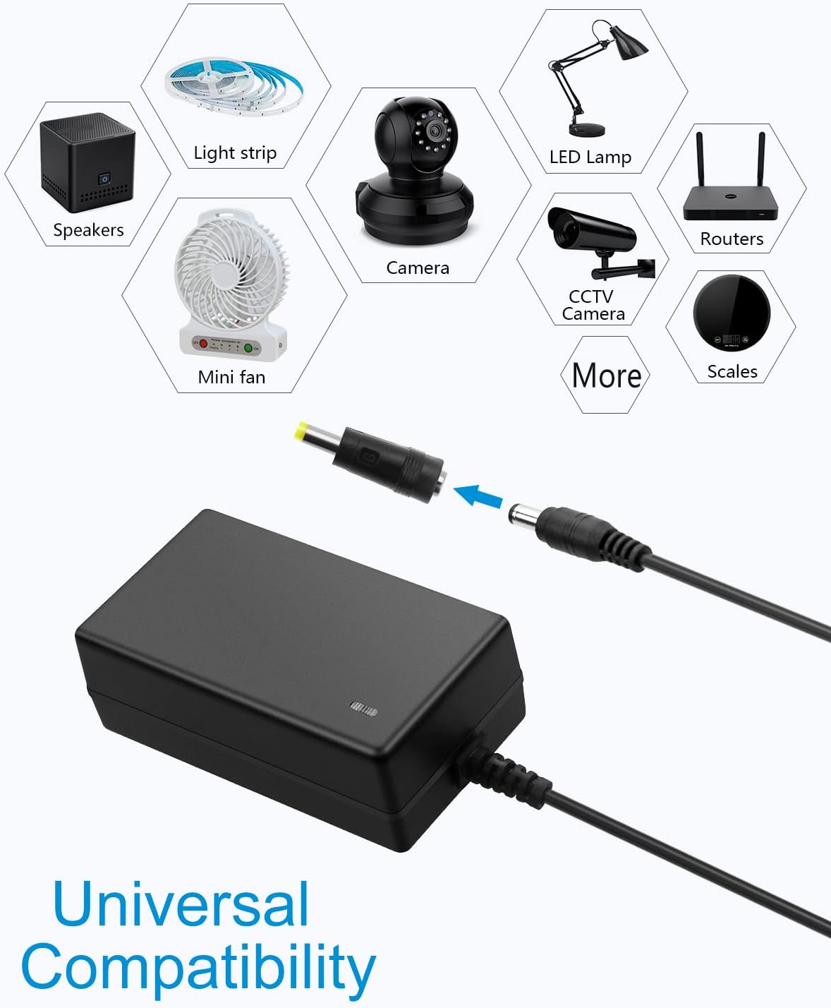 ALITOVE 12V 3A 12 36W 2.5A 2A 1.5A 1A Replacment 4.92Ft 10 Power Supply DC Volt AC Adapter Power Cord Converter