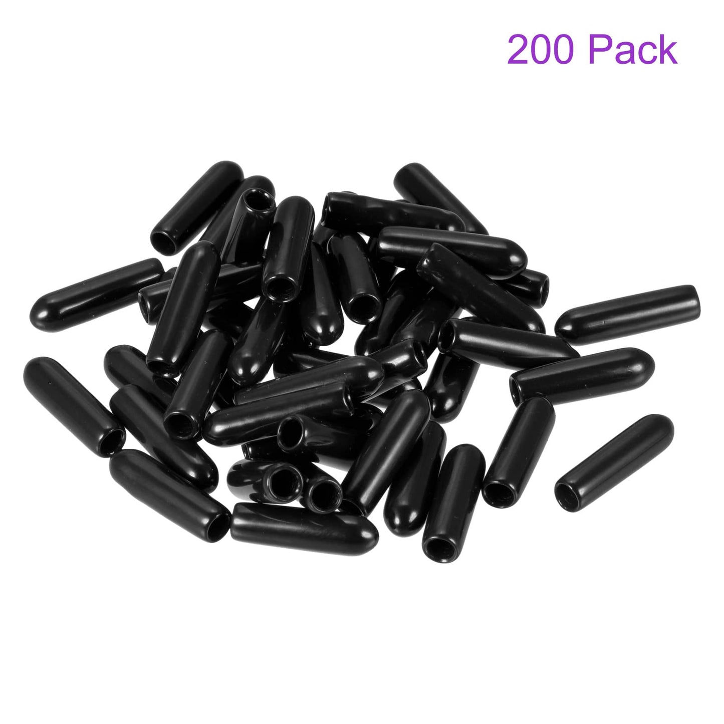 DMiotech 200 Pack 1/8" ID Black Screw Thread Protectors Rubber End Caps Bolt Covers for Screw Bolt Furniture Pipe