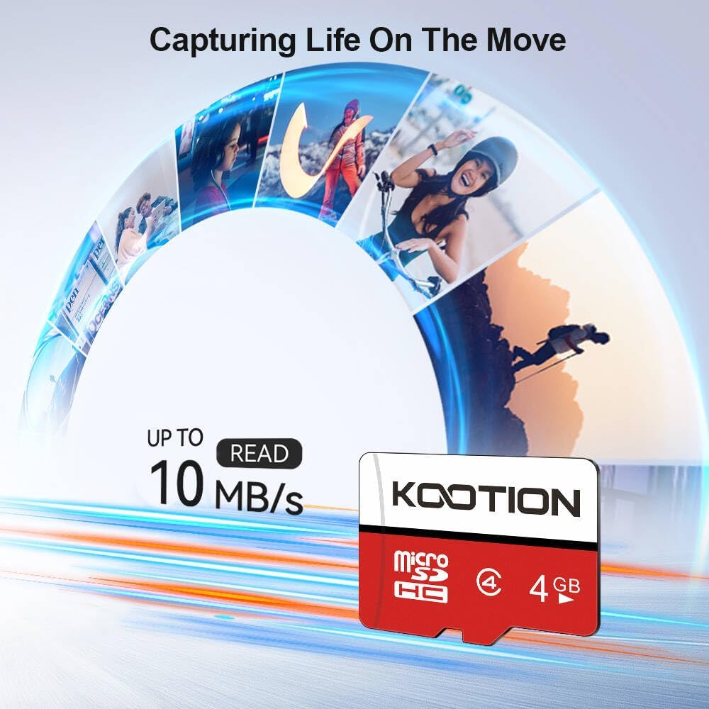 KOOTION 4 5-Pack, 4 C4, MP3/MP4/Old GB Micro SD Cards Class MicroSD Flash Memory Card, TF Card with Adapter for Phones