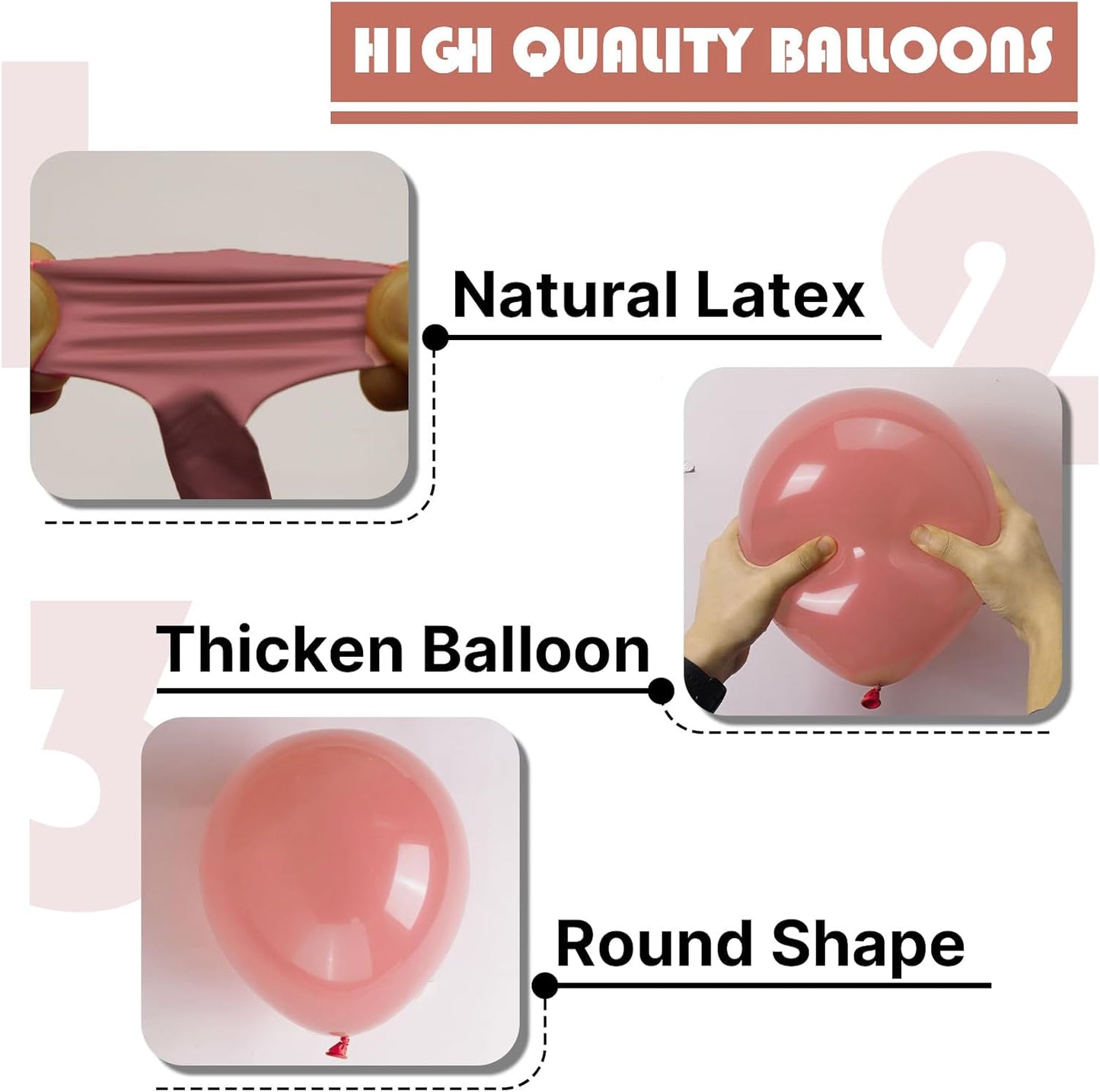 PartyWoo Dusty Pink Balloons - 100pcs Blush Pink Balloon Arch Kit for Baby Shower & Birthday Decor | Various Sizes