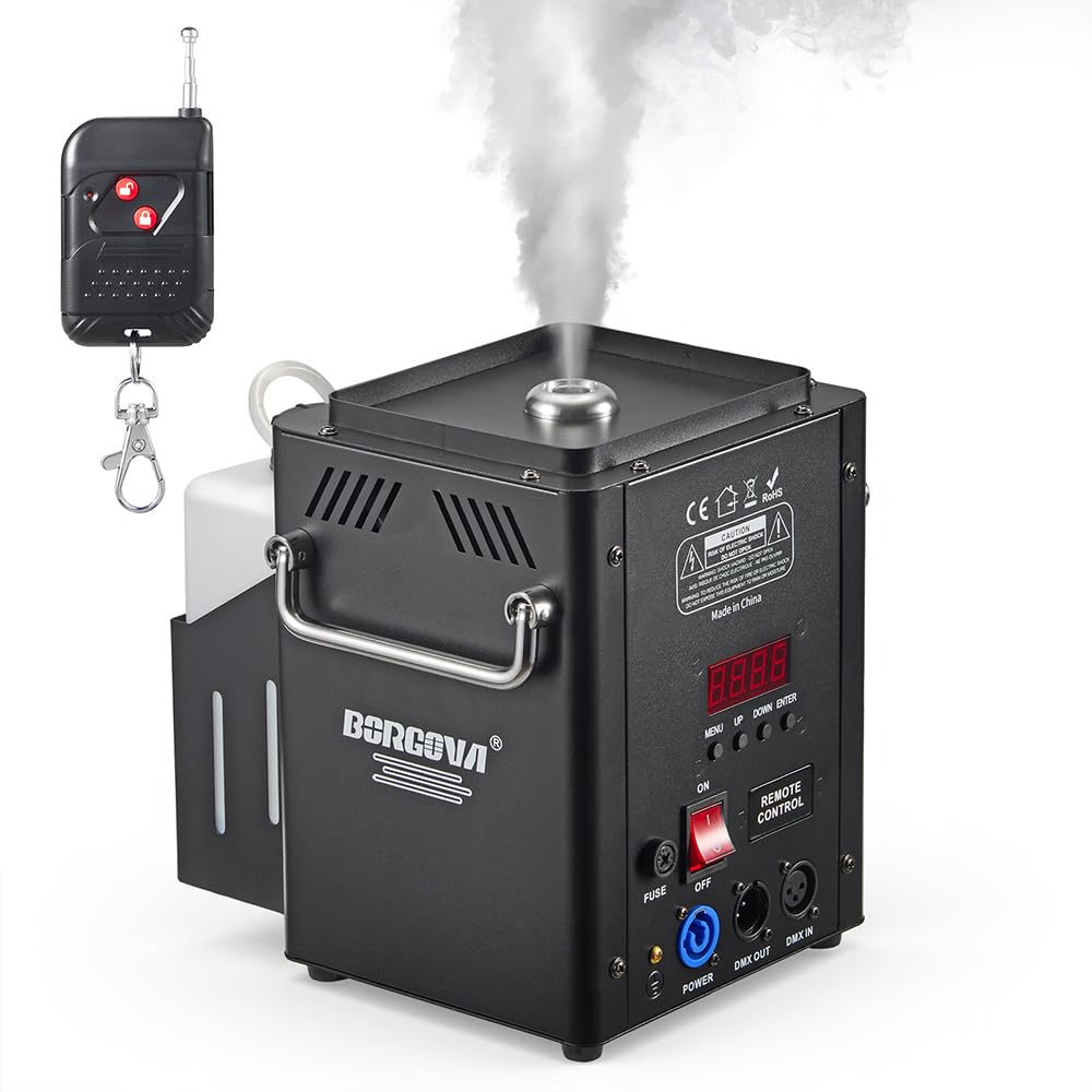 BORGOVA Vertical Fog Machine 1500W, DMX & Remote Control, 30ft Smoke Range, Timer - Stage DJ Halloween Party Effects (BF-06)