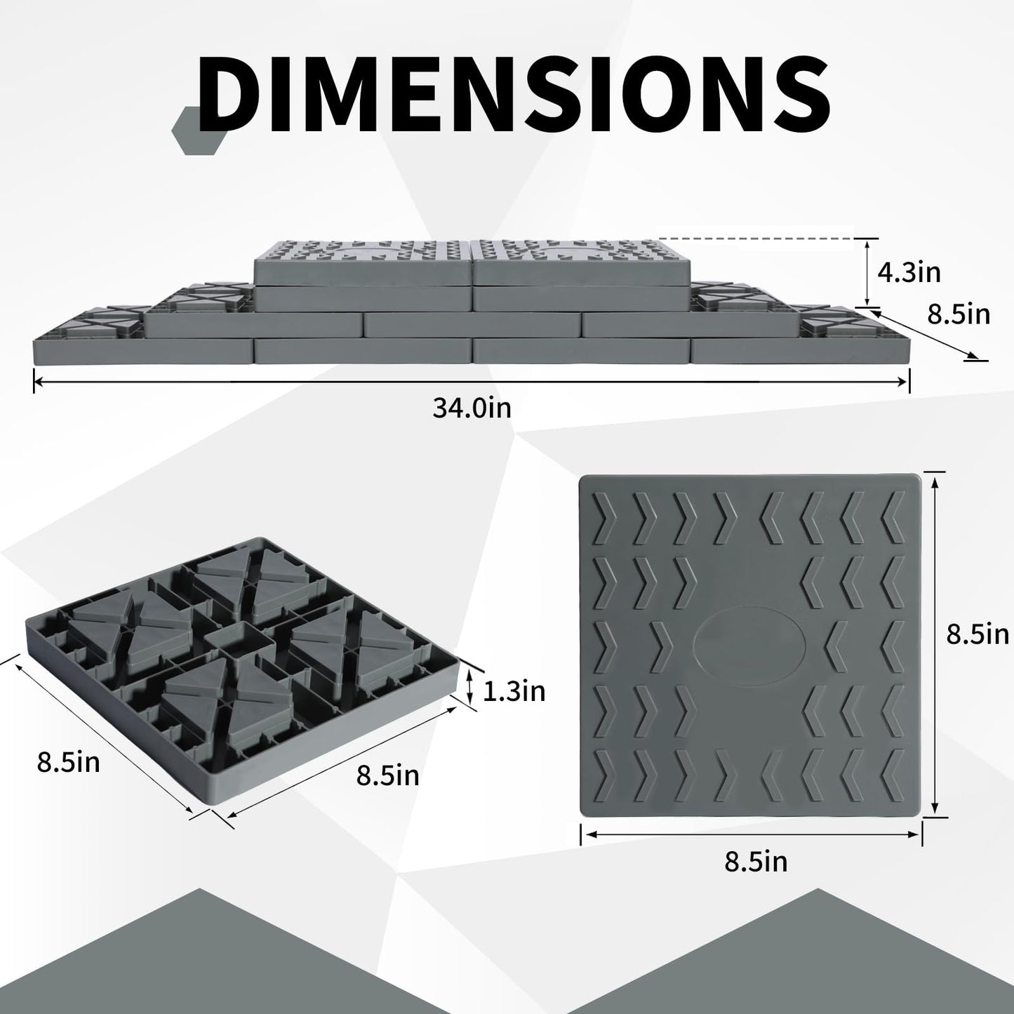 Keltrion 12 Pack Camper/RV Leveling Blocks Suitable for 4 Wheels Interlocking and Anti-Slip Design with Carrying Bag Heavy-Duty for Camper Travel Trailer Grey